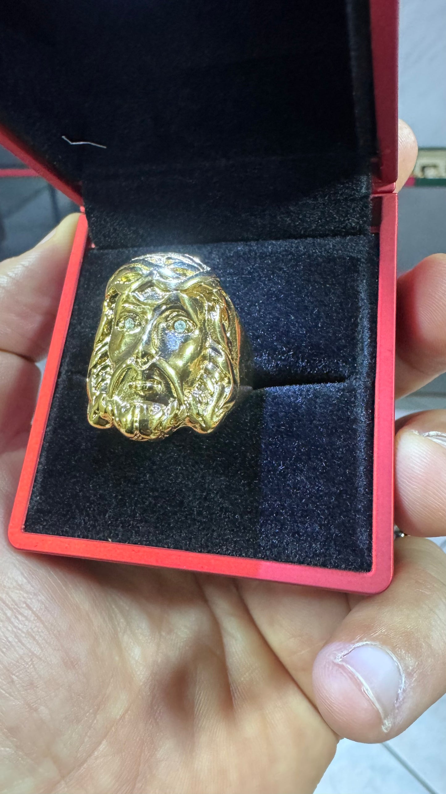 Anello testa di Gesù acciaio oro *66