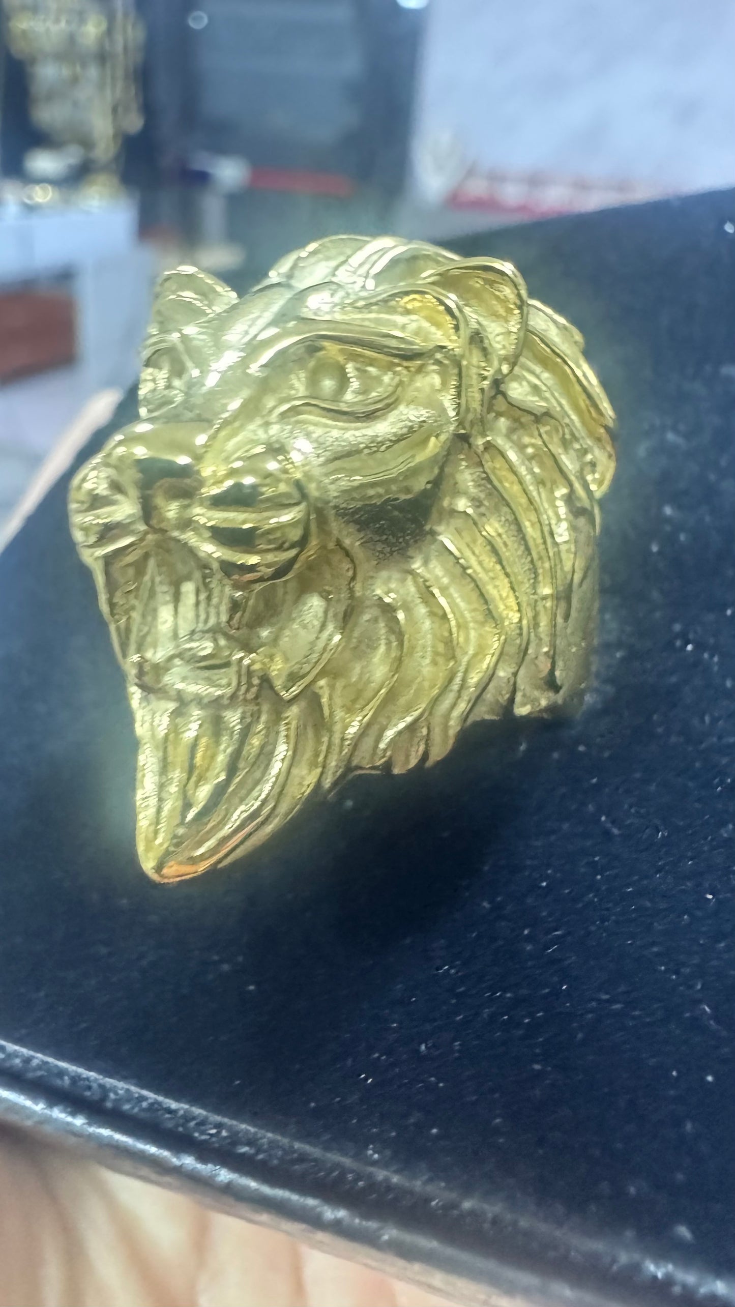 Anello testa di leone acciaio oro *65