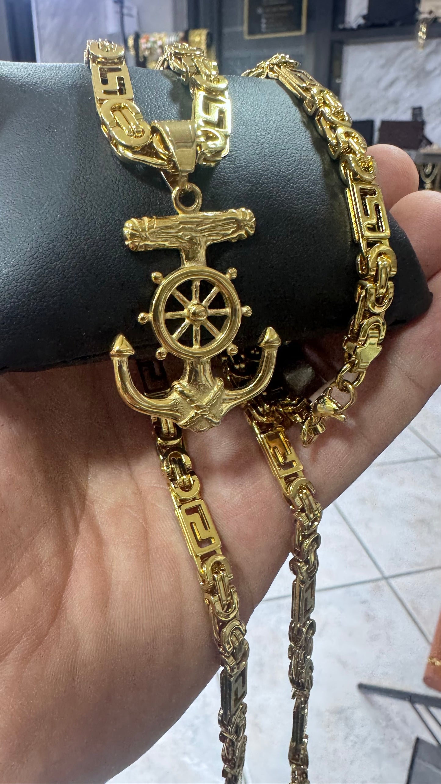 Combo Kit ancora greca acciaio oro *259