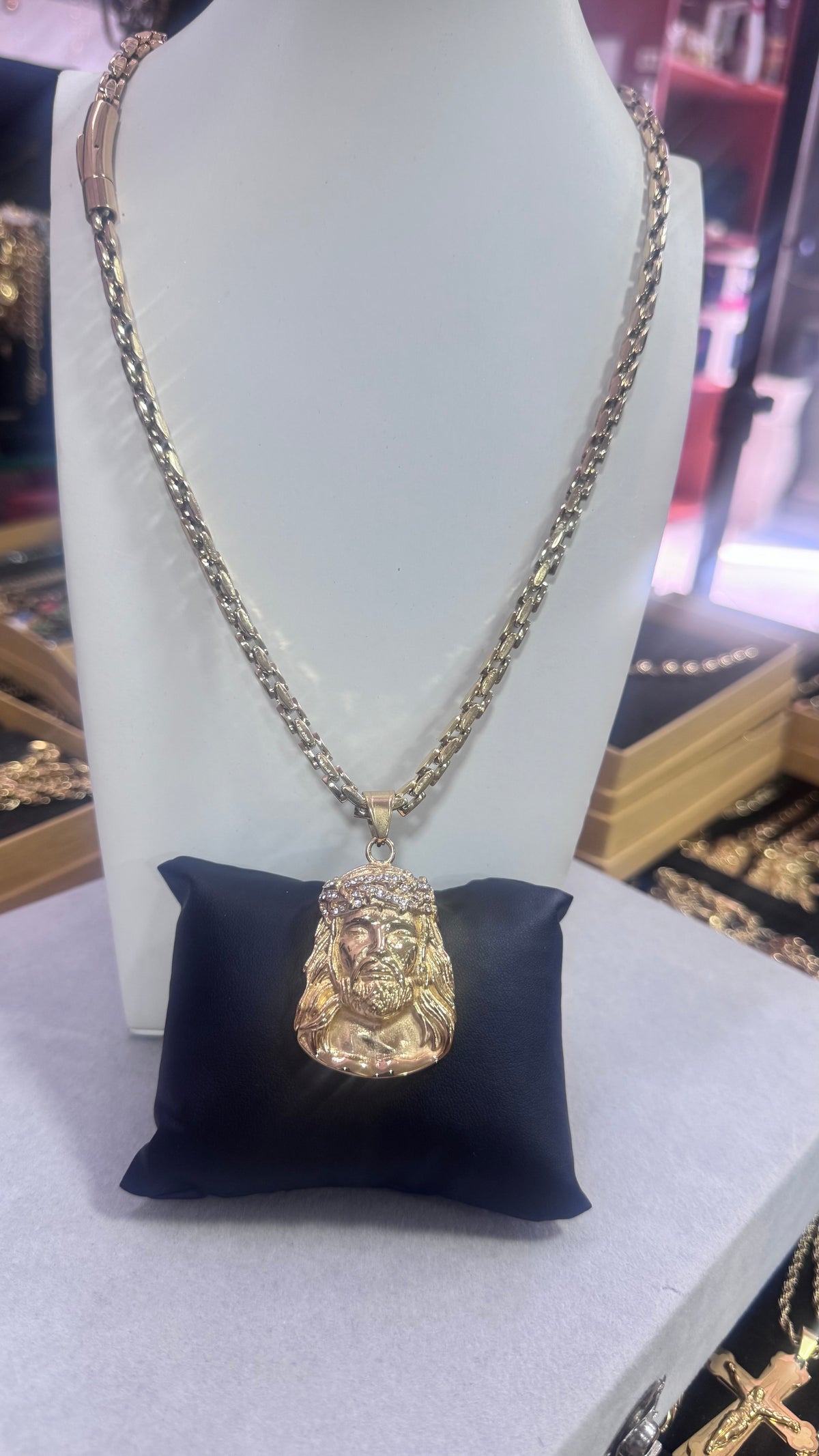 Collana Ibiza Gesù acciaio oro *4578