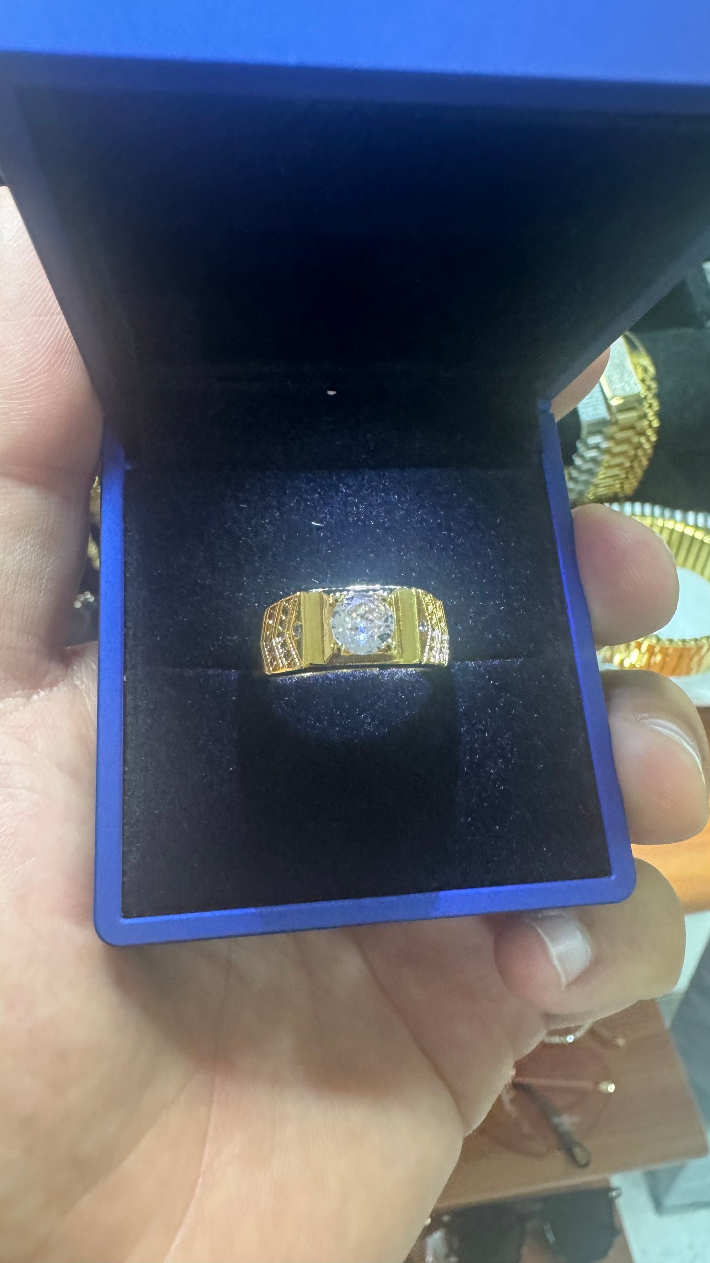 Anello solitario argento oro *58