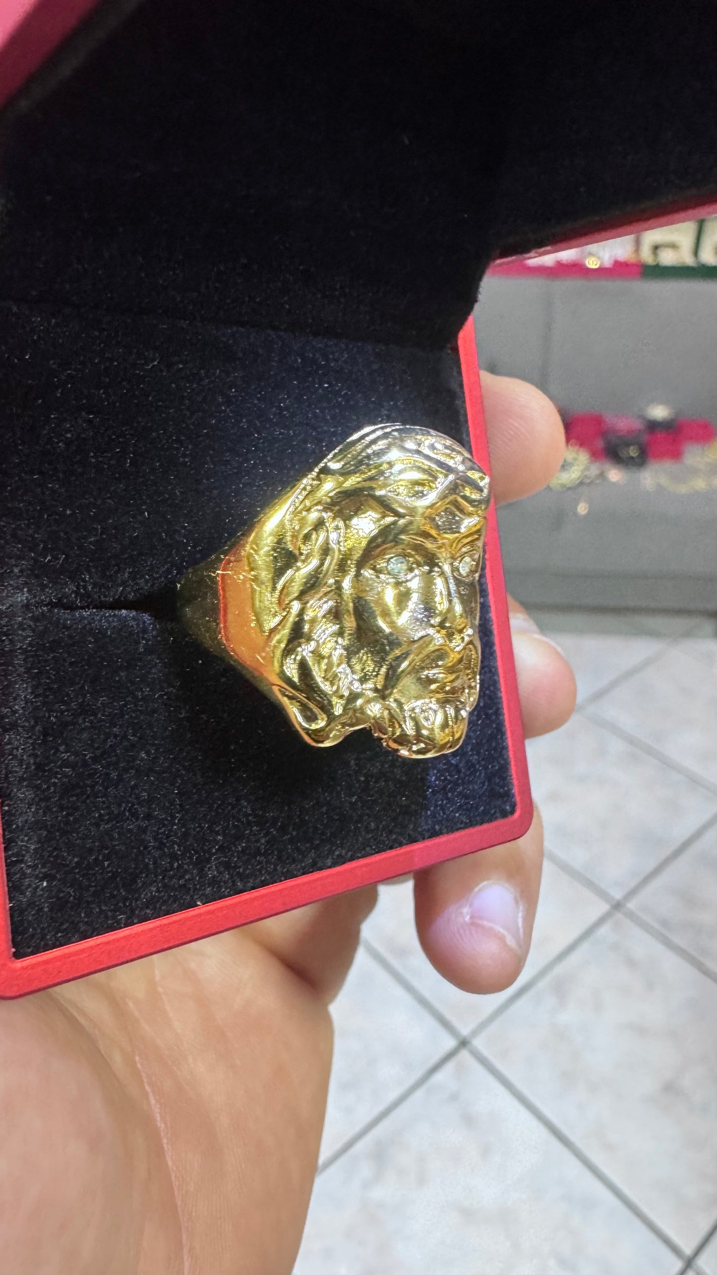 Anello testa di Gesù acciaio oro *66