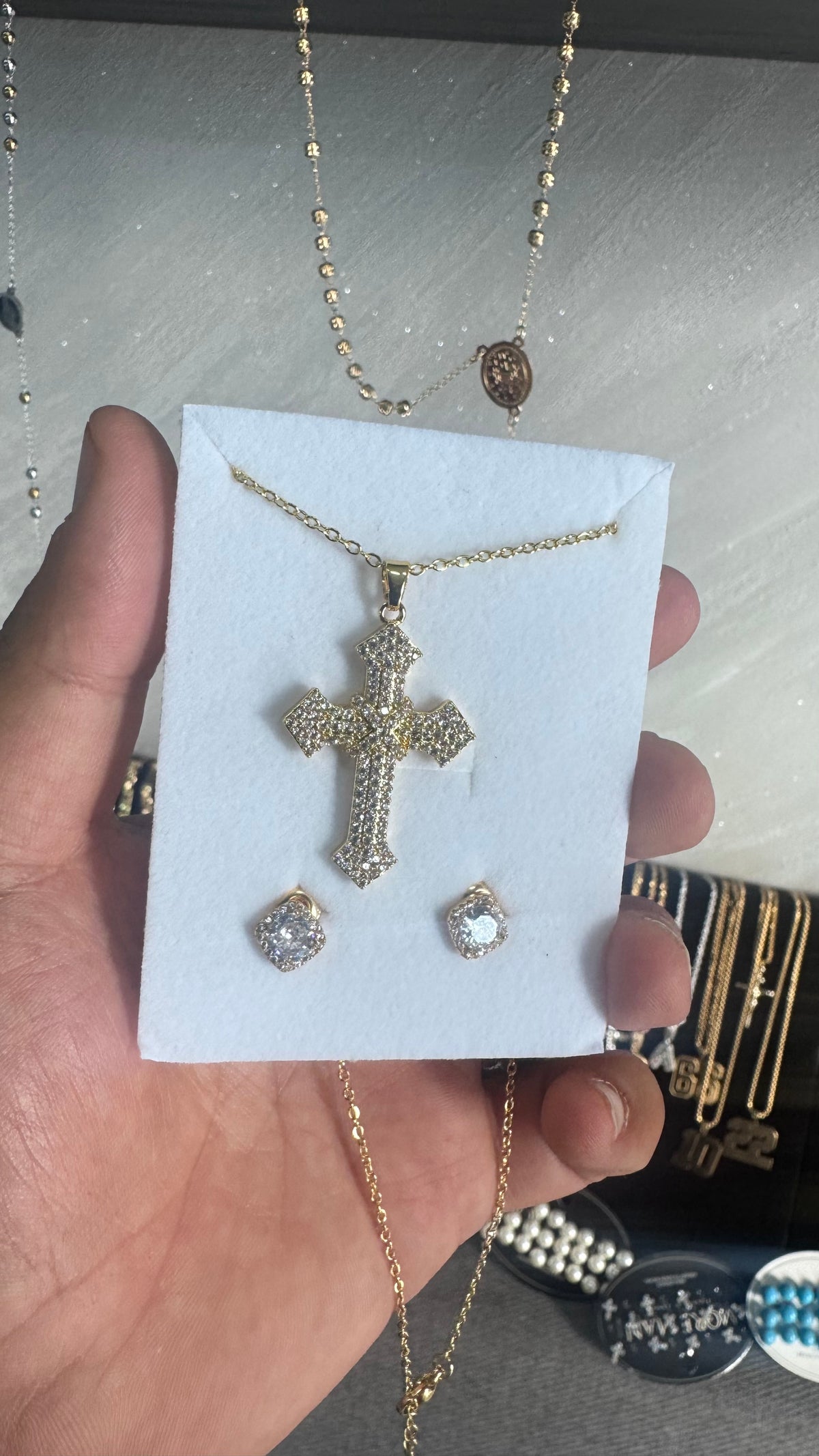 Orecchini Diamond Maradona acciaio più collana da Noi*56467