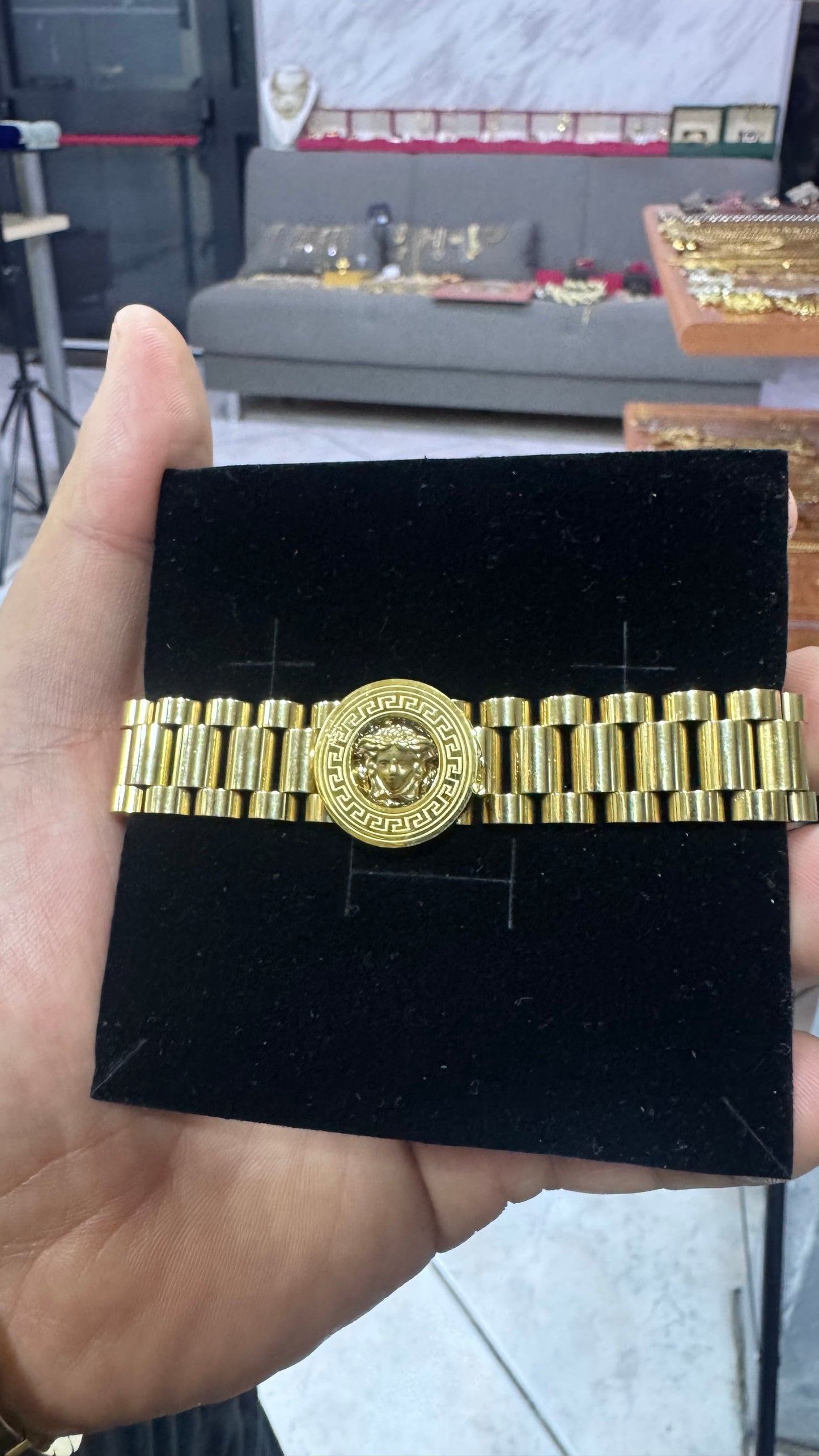 Bracciale president medusa acciaio oro*45