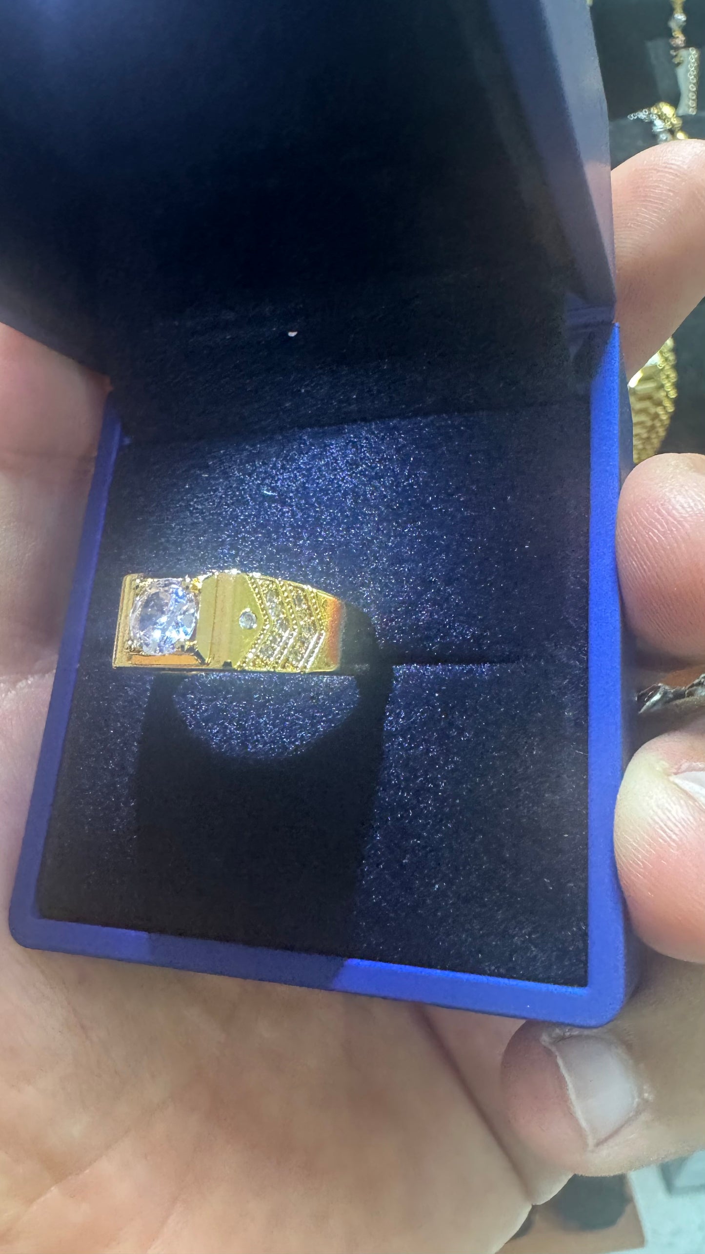 Anello solitario argento oro *58