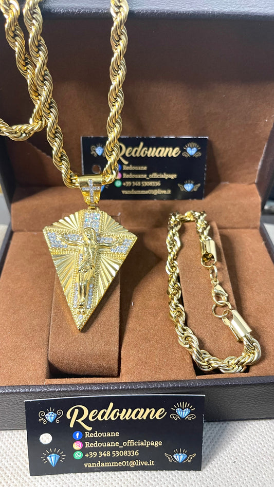 Combo kit croce acciaio oro *157