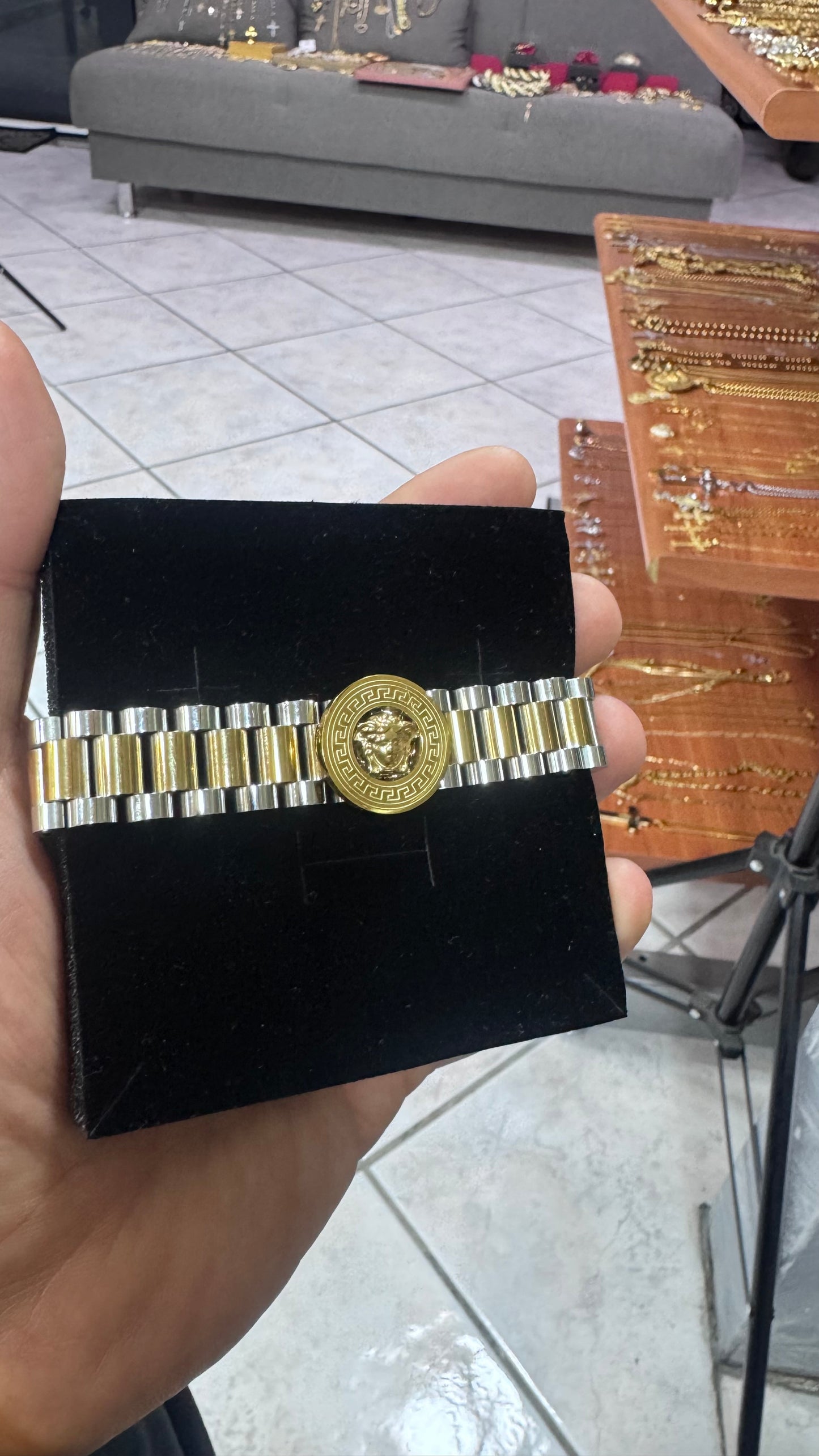 Bracciale president medusa acciaio bicolore*47