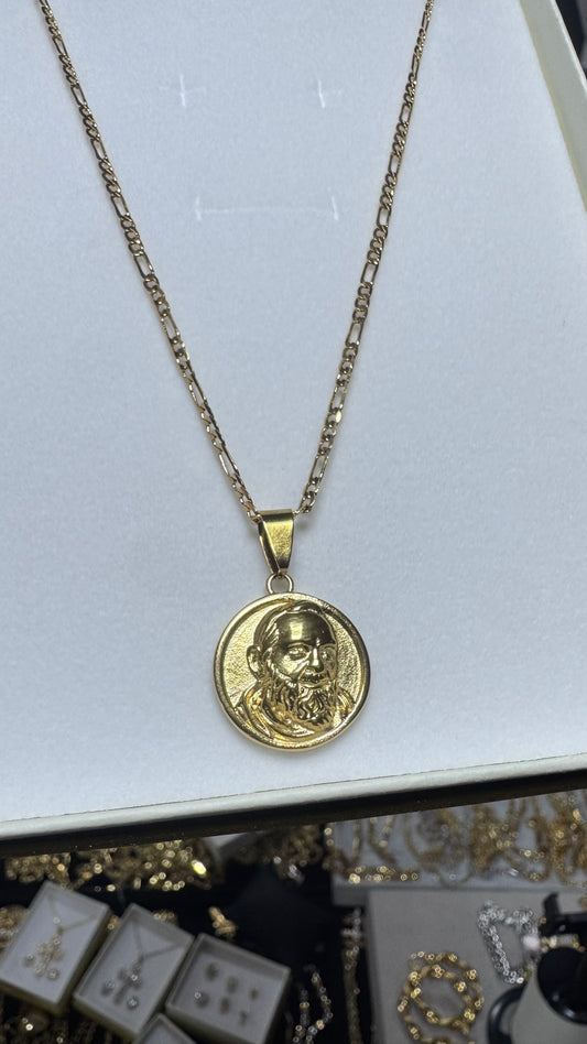 Collana con padre pio acciai oro *5747