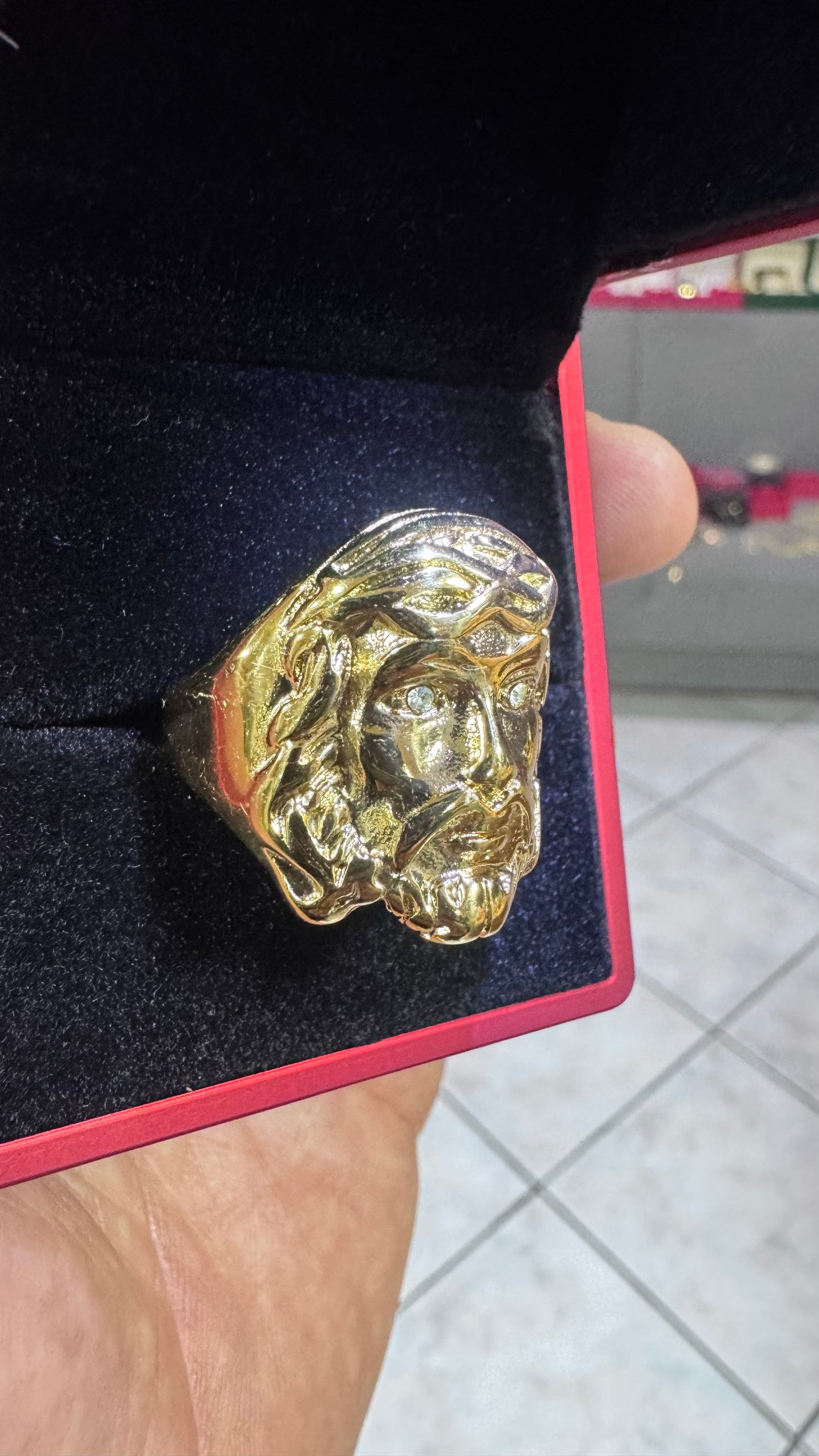 Anello testa di Gesù acciaio oro *66
