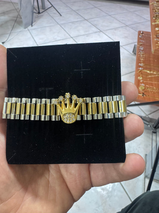 Bracciale president corona acciaio bicolore*53