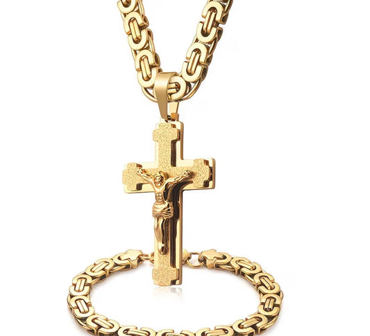 Combo kit piastra aperta croce satinata acciaio oro  *268