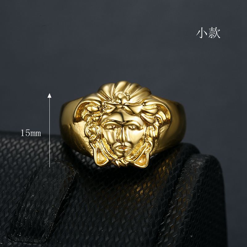 Anello acciaio oro medusa*13
