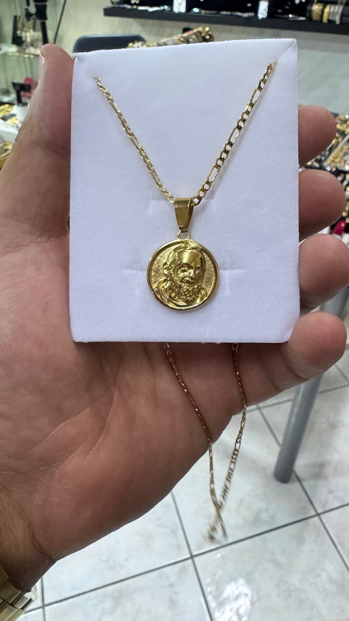 Collana con padre pio acciai oro *5747