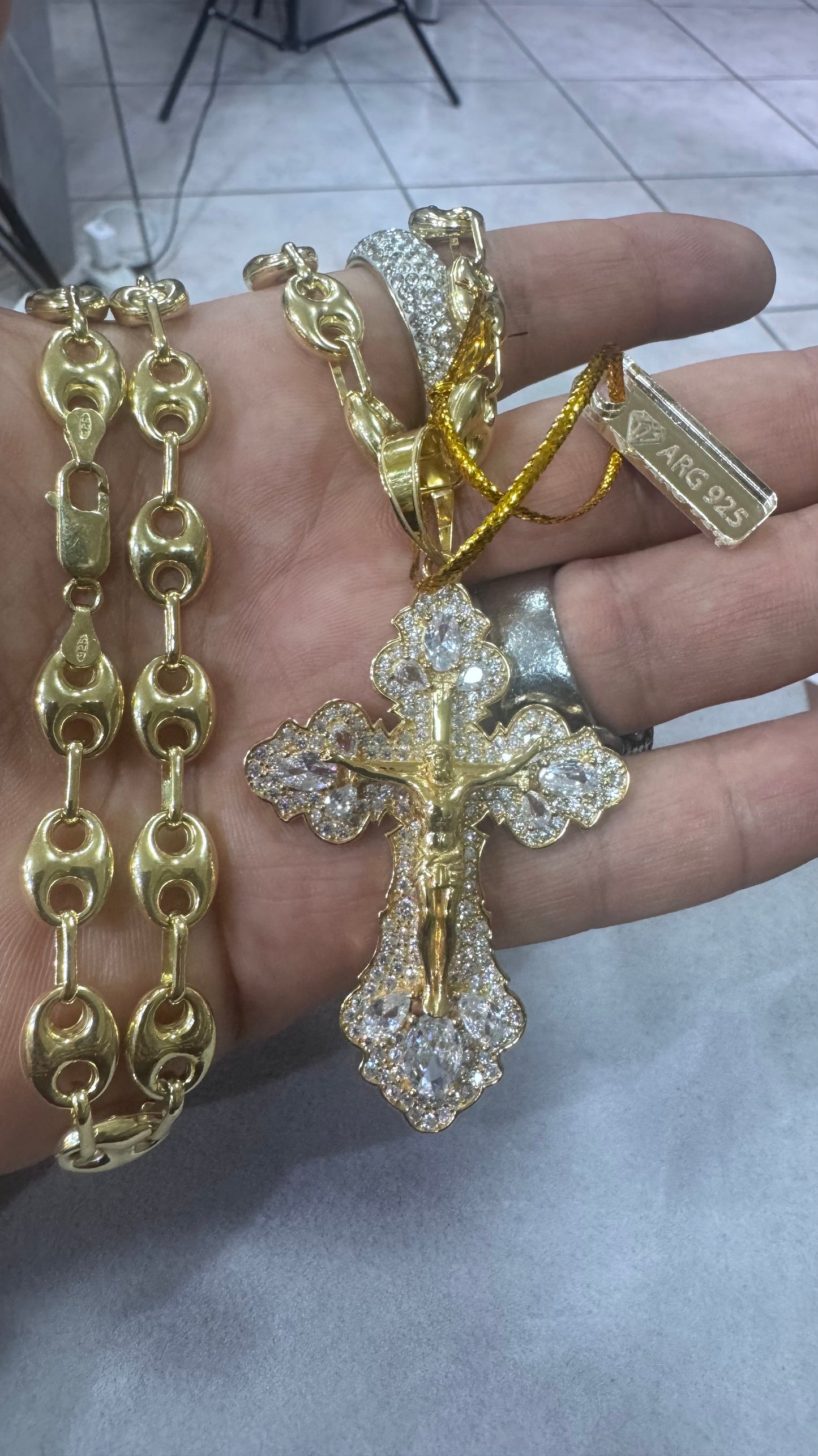 Collana marina 9 mm con croce Rio argento 925 *445
