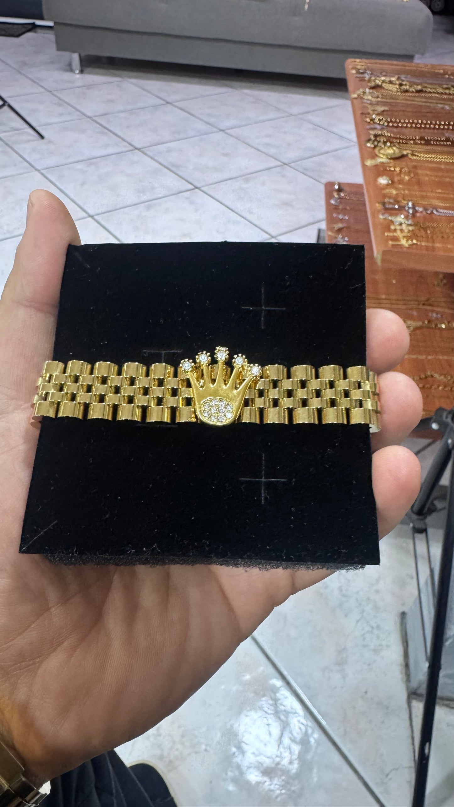 Bracciale giubileo corona acciaio oro*50