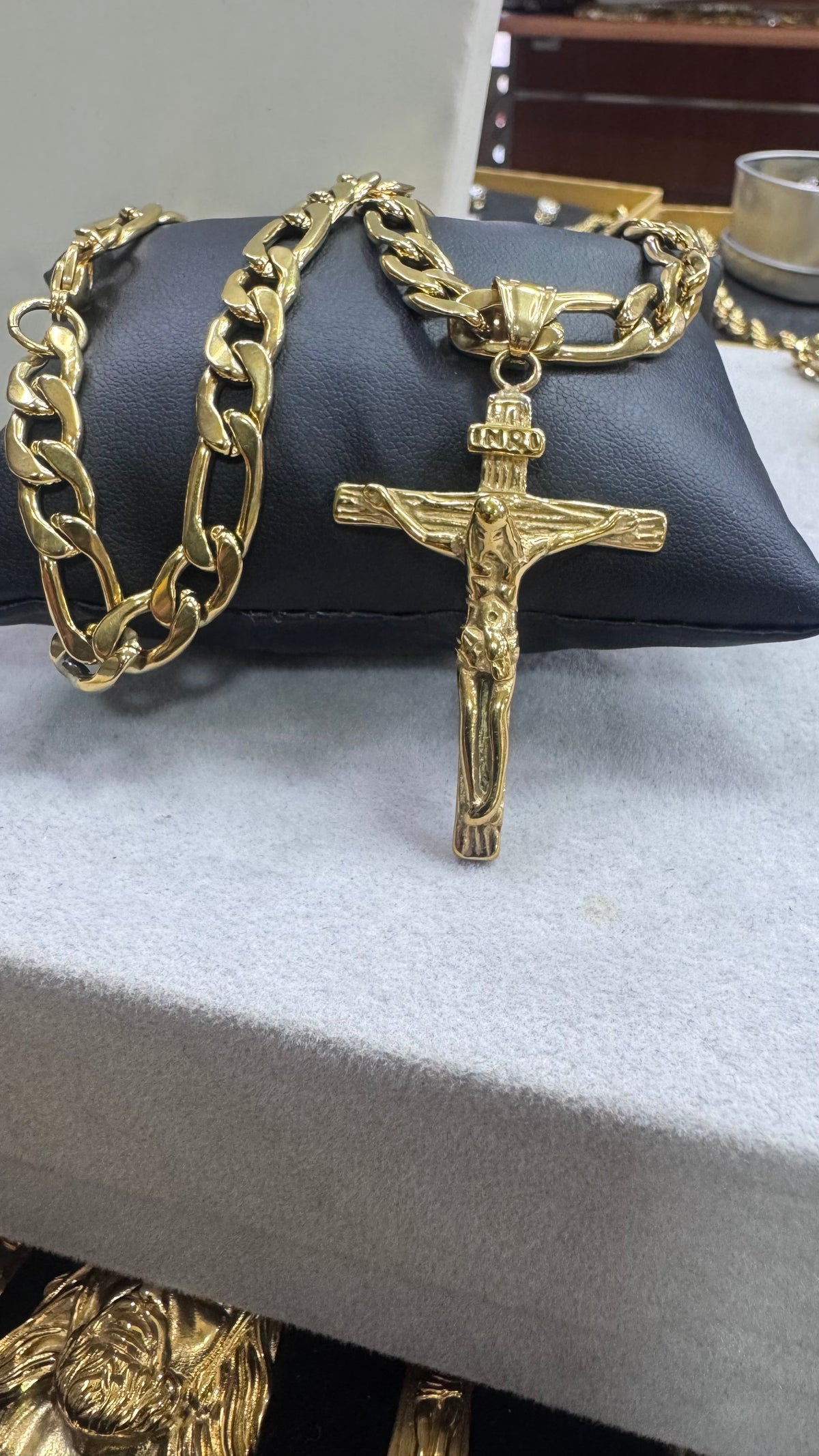Collana Figaro con croce acciaio oro *5562