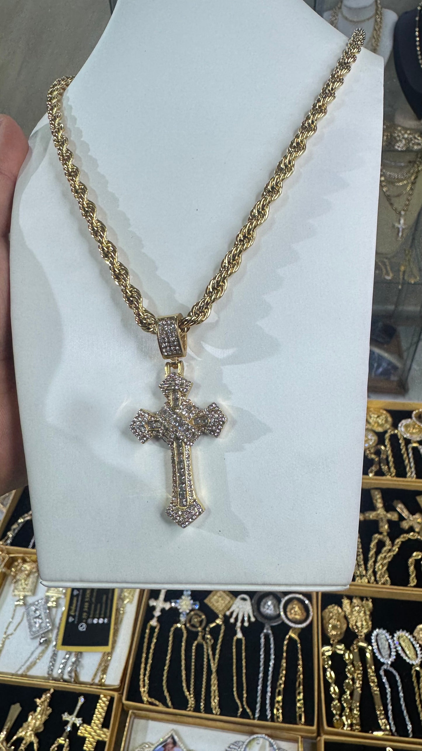 Combo kit croce Pave Acciaio oro*165