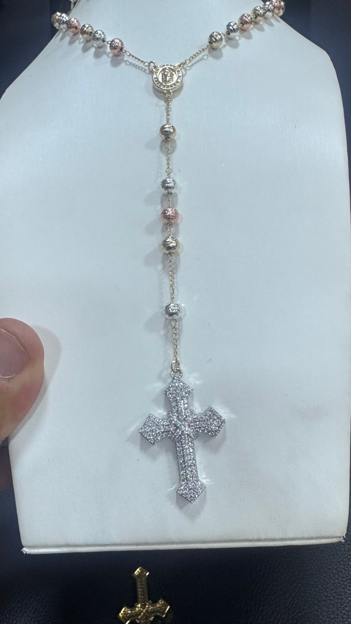 Rosario 6 mm MILLELUCI acciaio ottone croce geolier *4466