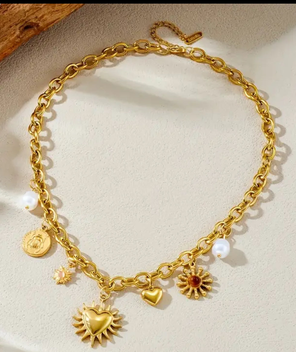 Collana acciaio cuore solare *2