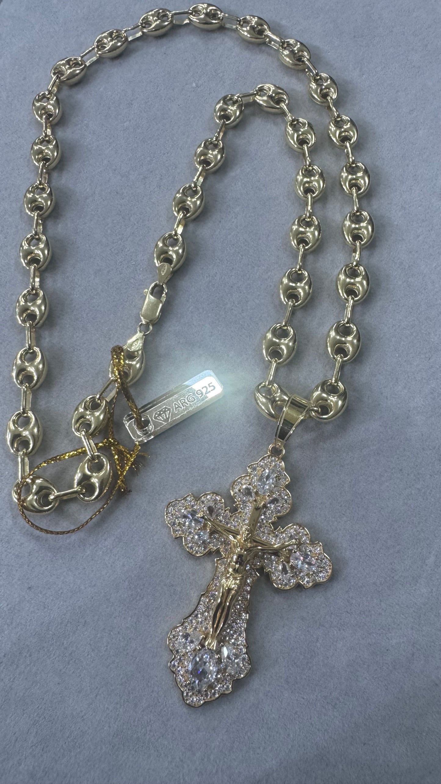 Collana marina 9 mm con croce Rio argento 925 *445