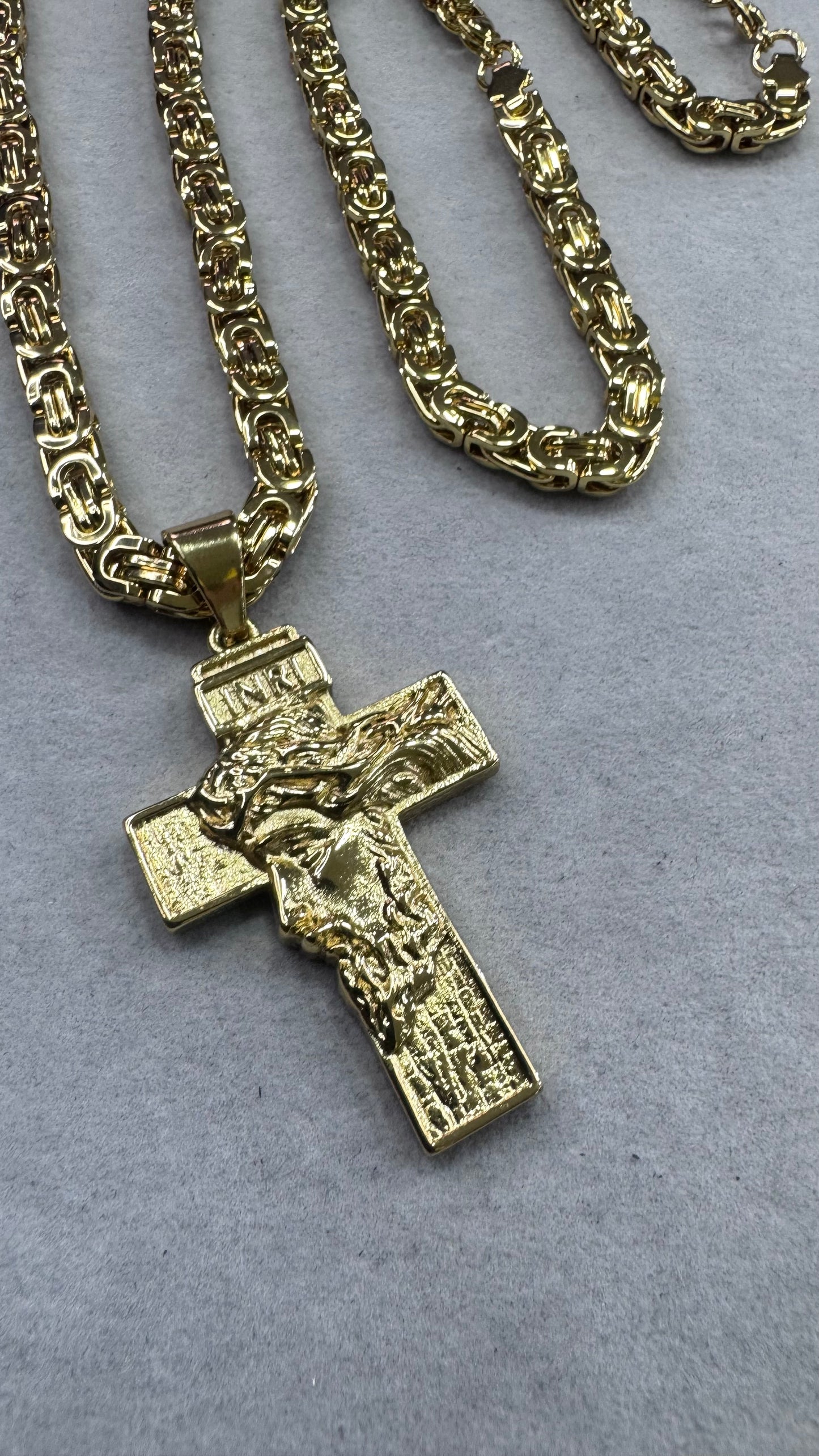 Combo Kit croce Gesù acciaio oro *237