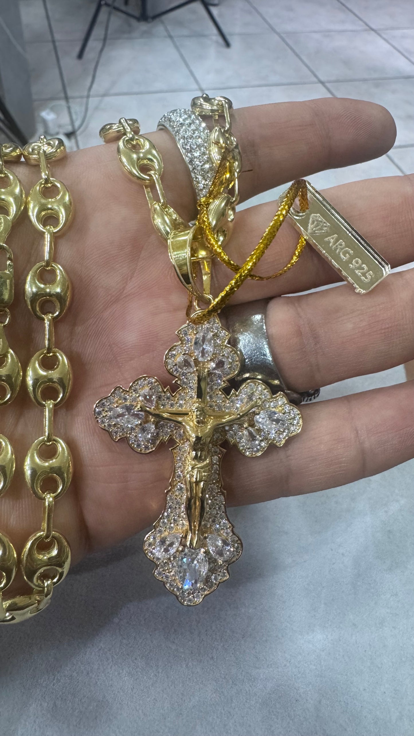 Collana marina 9 mm con croce Rio argento 925 *445