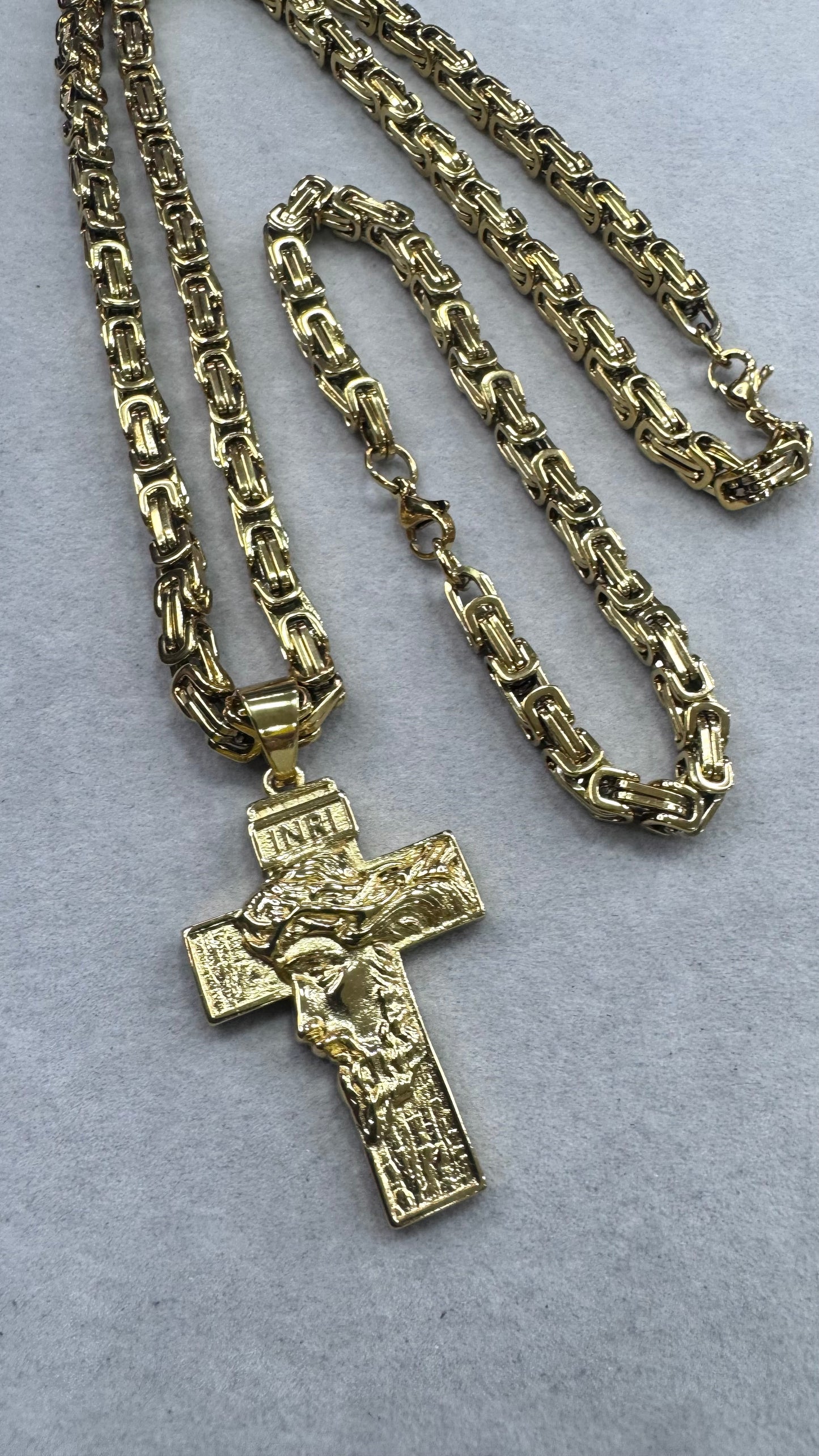Combo Kit croce Gesu acciaio oro *241