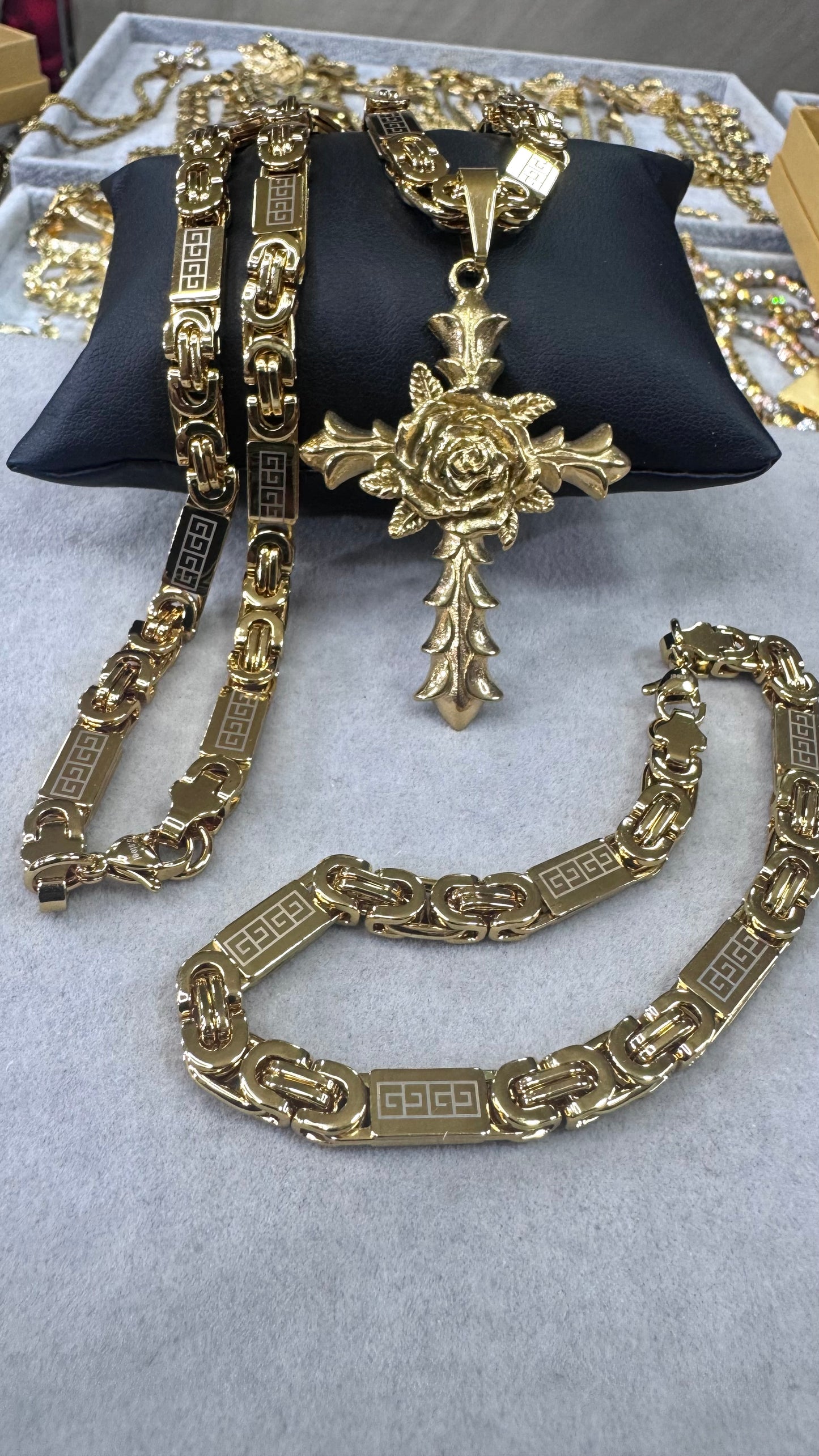 Combo kit piastra croce Rosa acciaio oro  *267