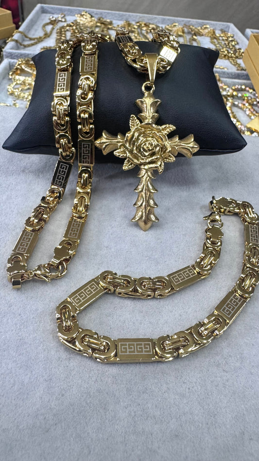 Combo kit piastra croce Rosa acciaio oro  *267
