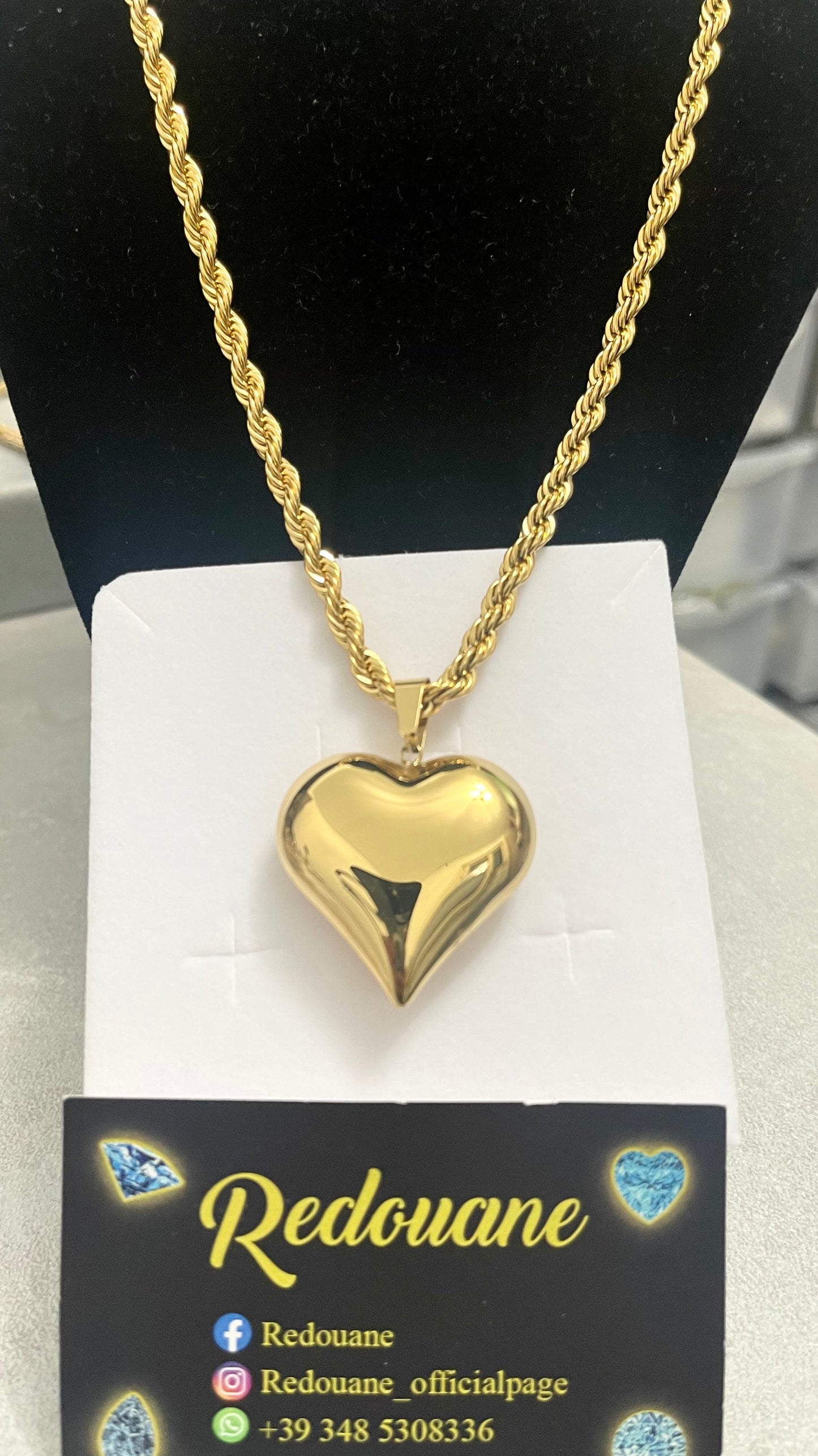 Collana con cuore bombato donna*03