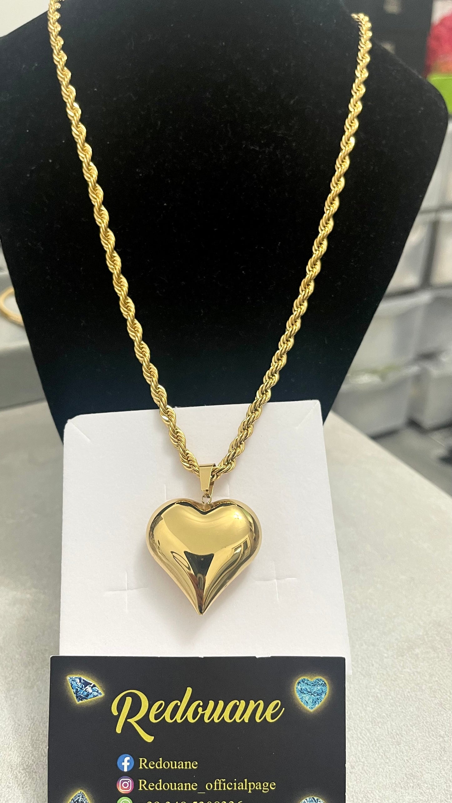 Collana con cuore bombato donna*03