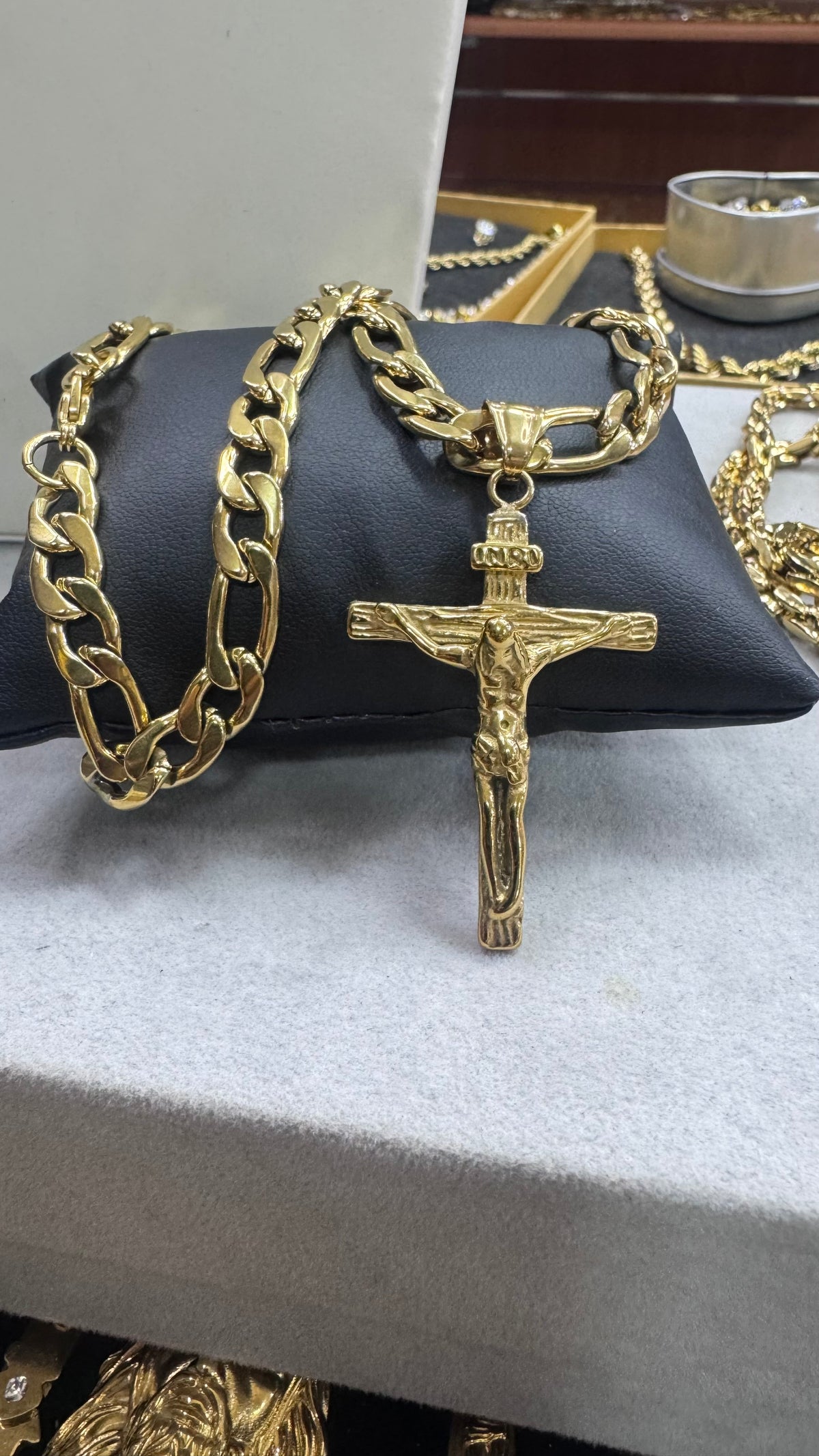 Collana Figaro con croce acciaio oro *5562