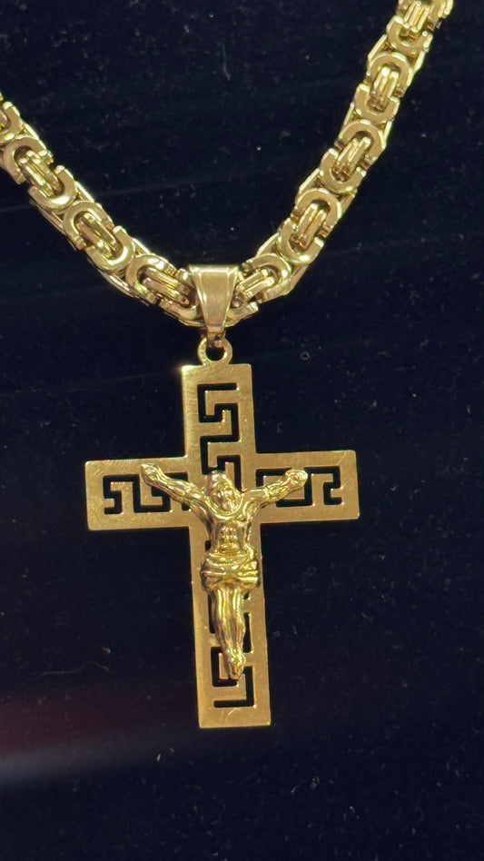 Combo Kit croce greca acciaio oro *234