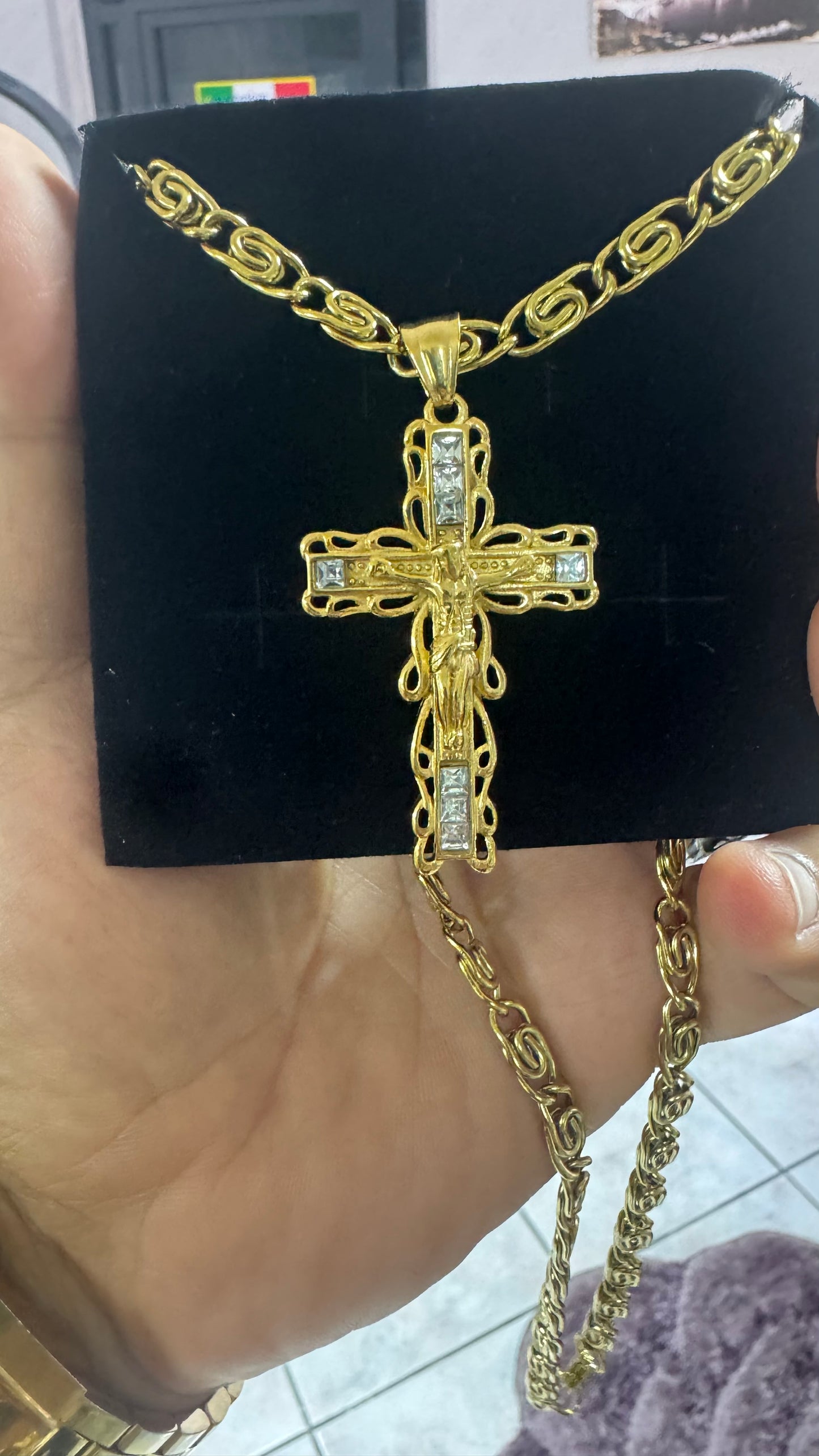 Combo kit croce acciaio oro *141