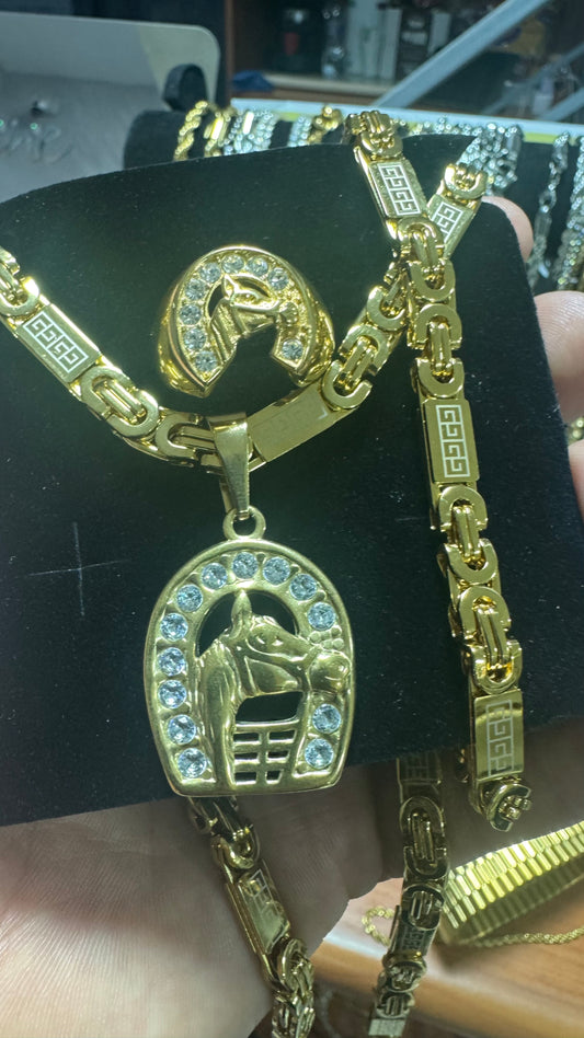 Combo tris acciaio oro cavallo*13