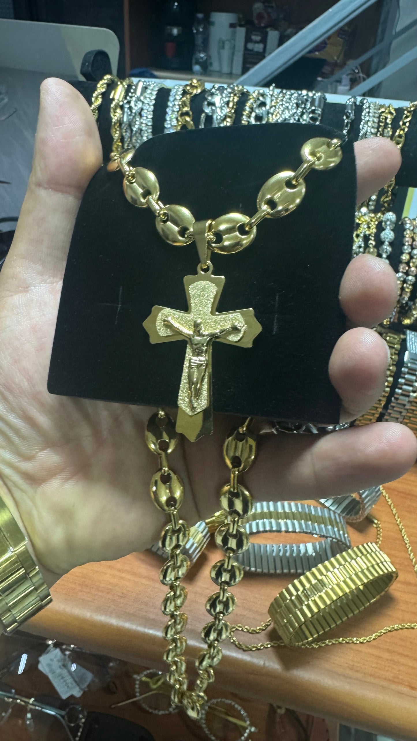 Combo Kit acciaio oro croce *110