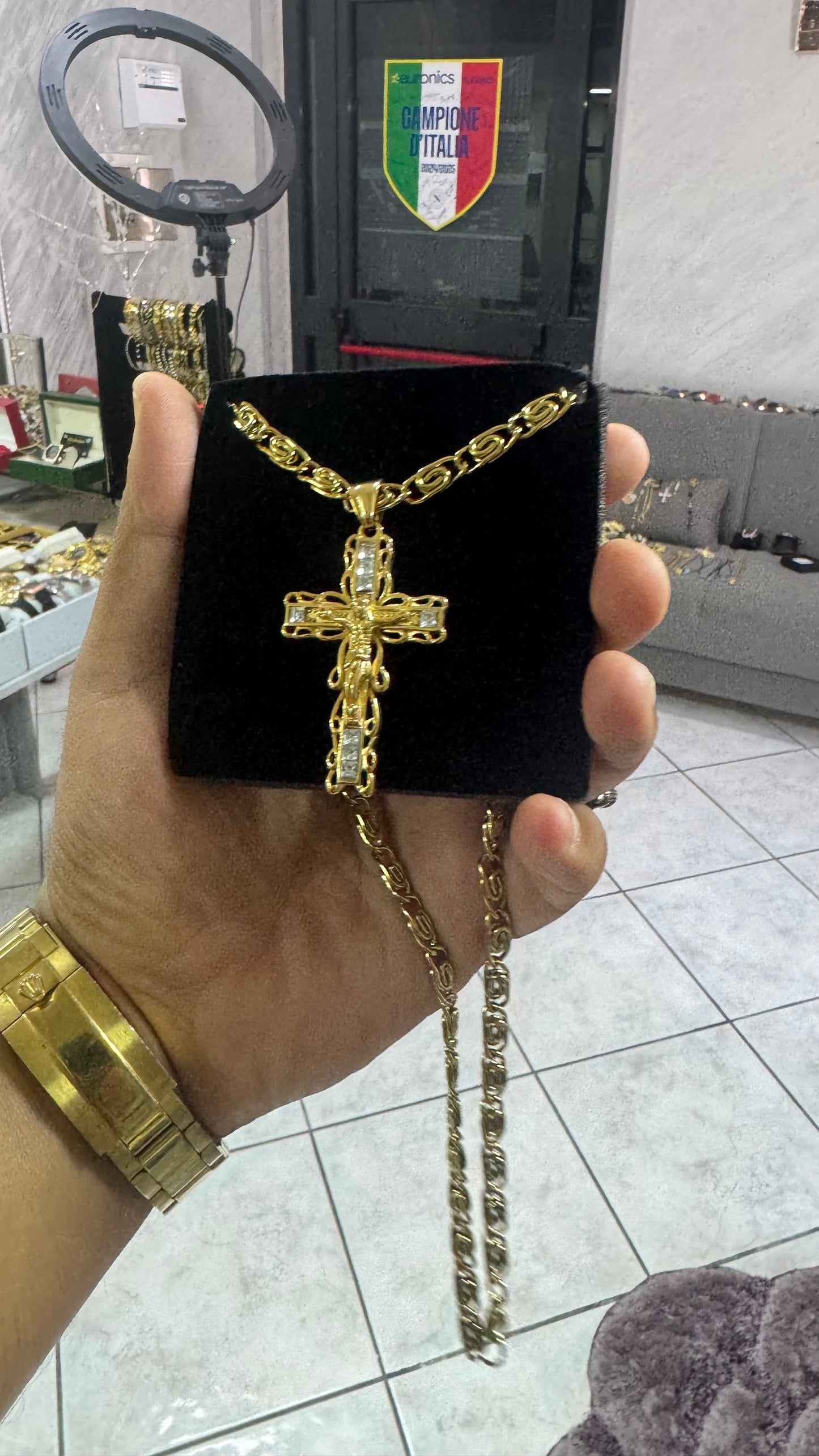 Combo kit croce acciaio oro *141