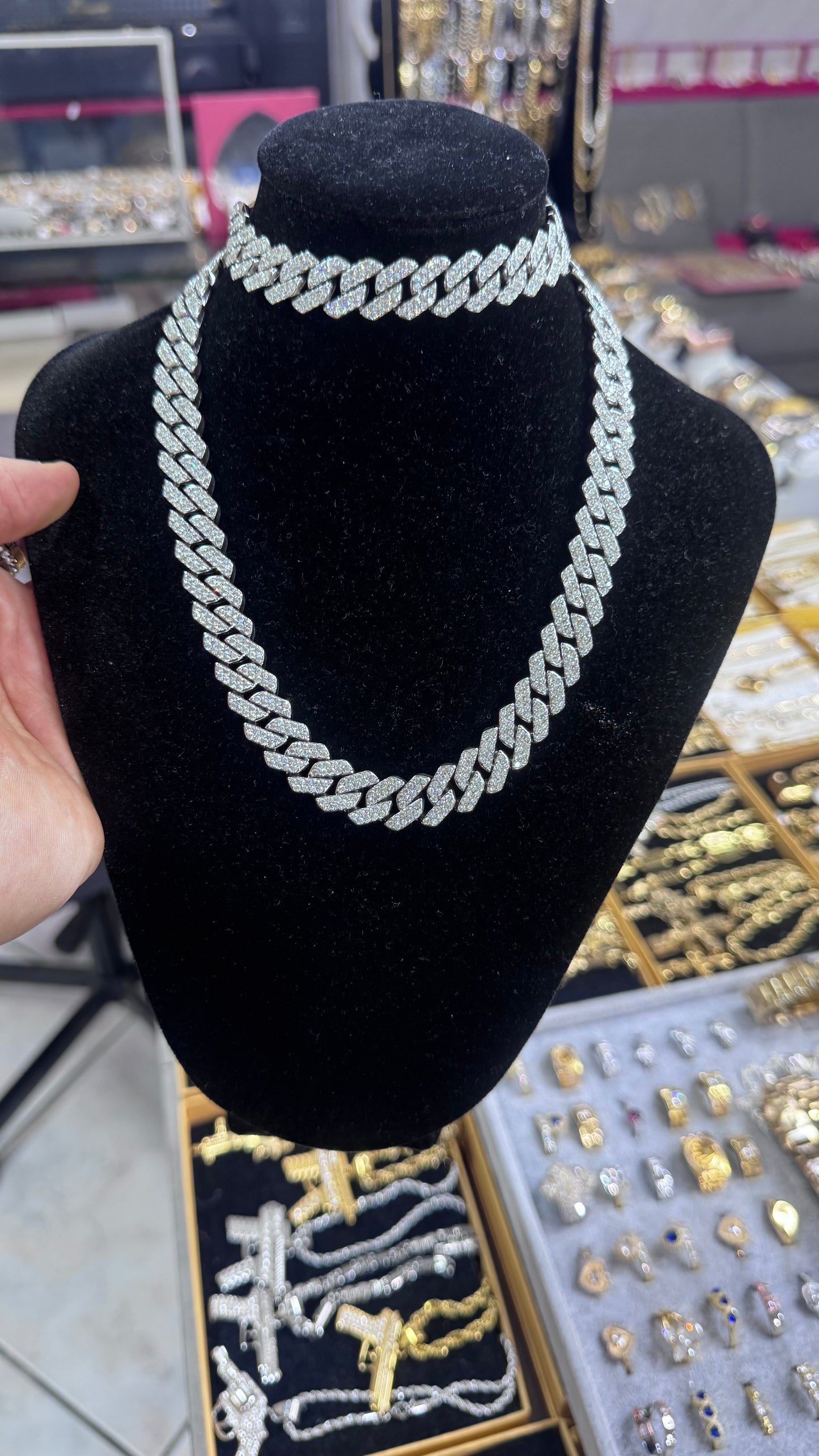 Combo kit CUBANO DIAMOND Acciaio argento *170