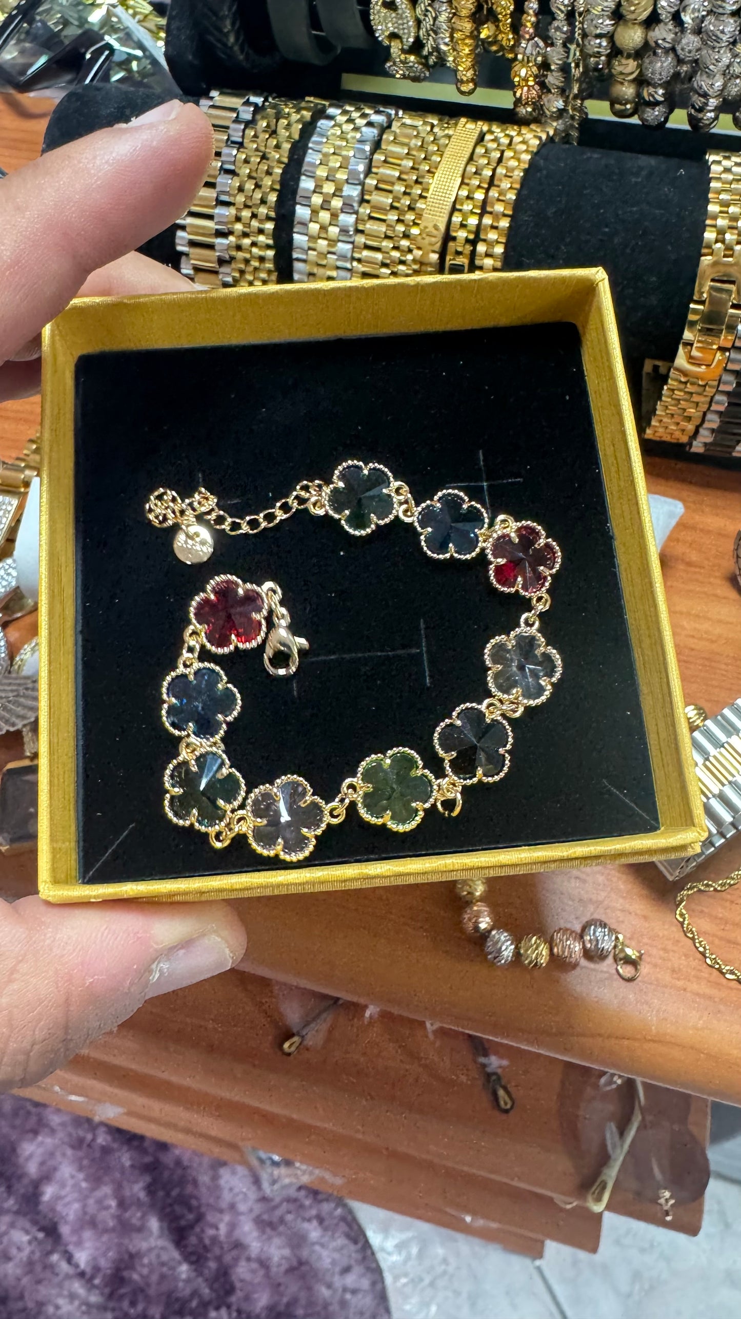 Bracciale quadrifoglio multicolore in acciaio *31