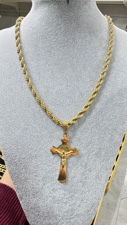 Collana corda con croce classica *705