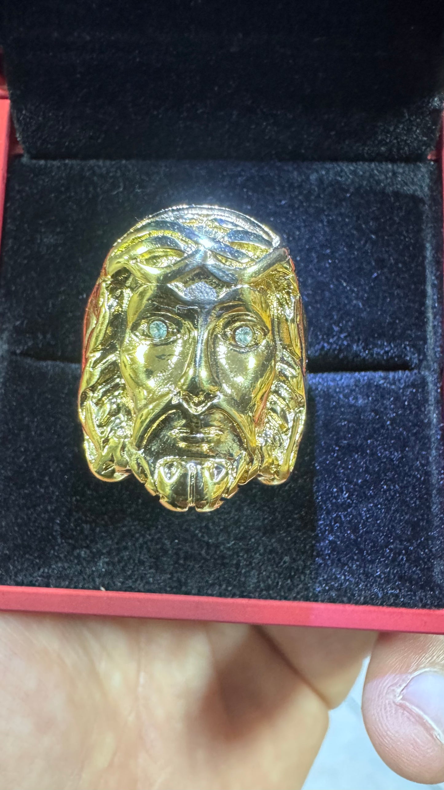 Anello testa di Gesù acciaio oro *66