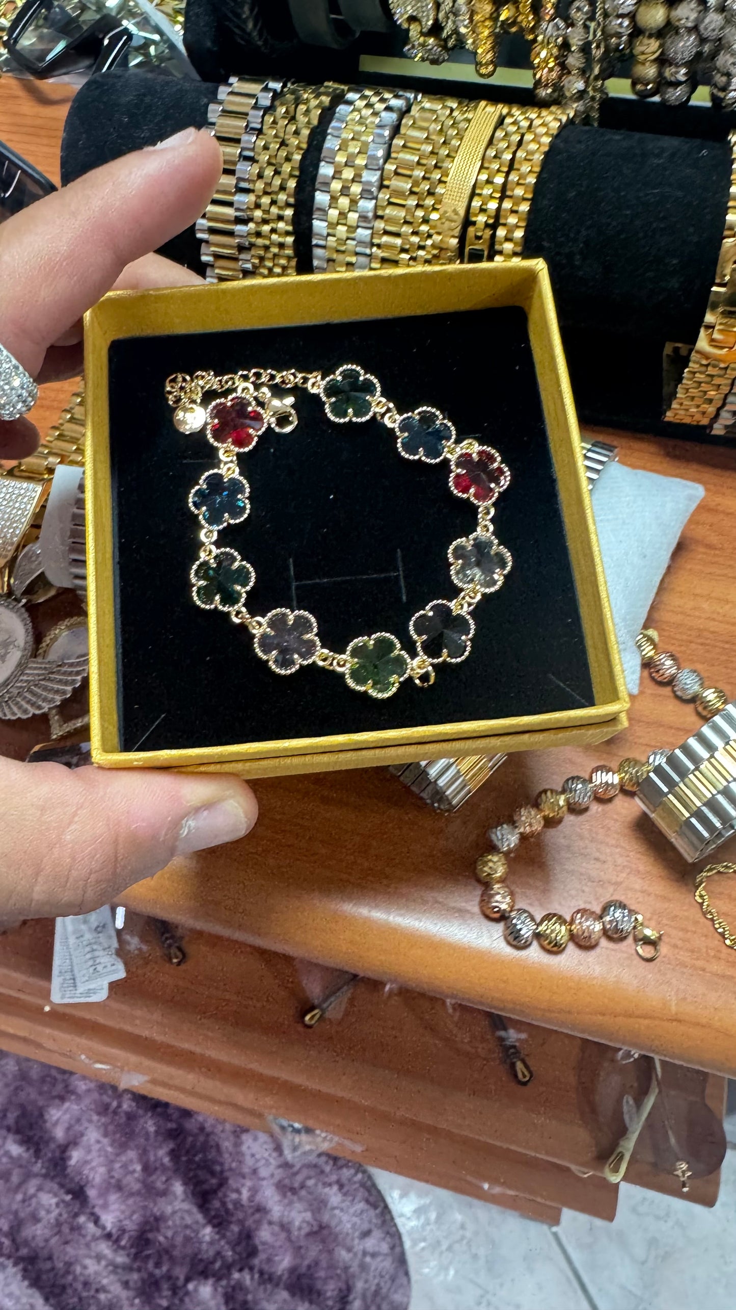 Bracciale quadrifoglio multicolore in acciaio *31