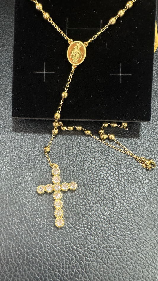 Rosario acciaio oro poccolo*26