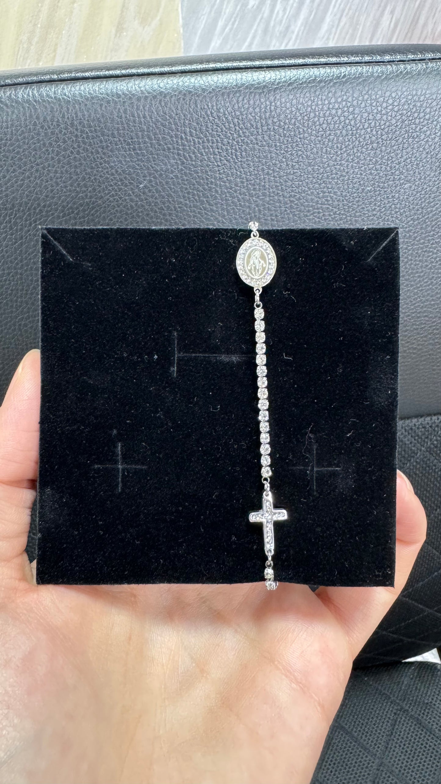 Bracciale tennis a rosario acciaio *36