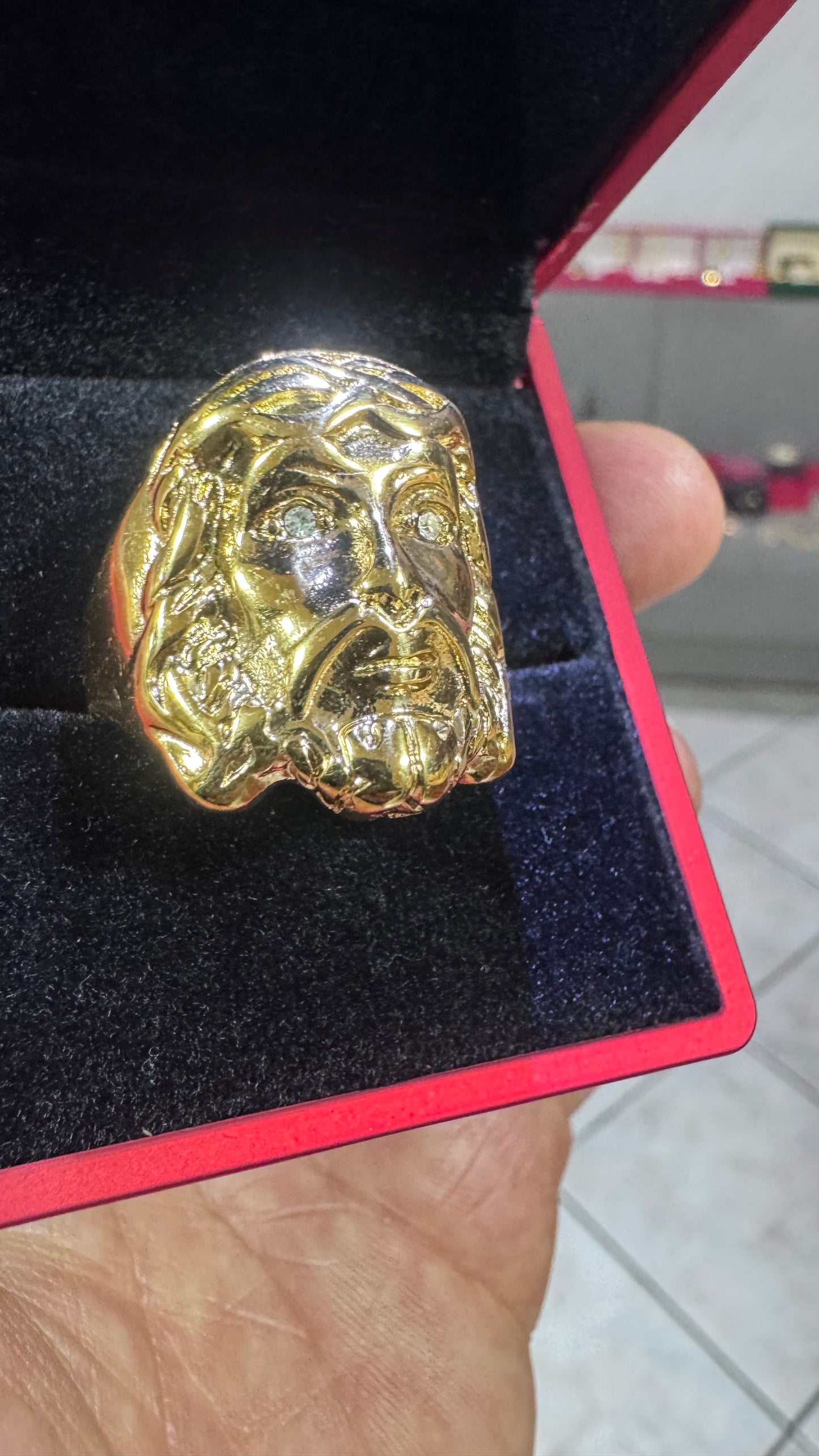 Anello testa di Gesù acciaio oro *66
