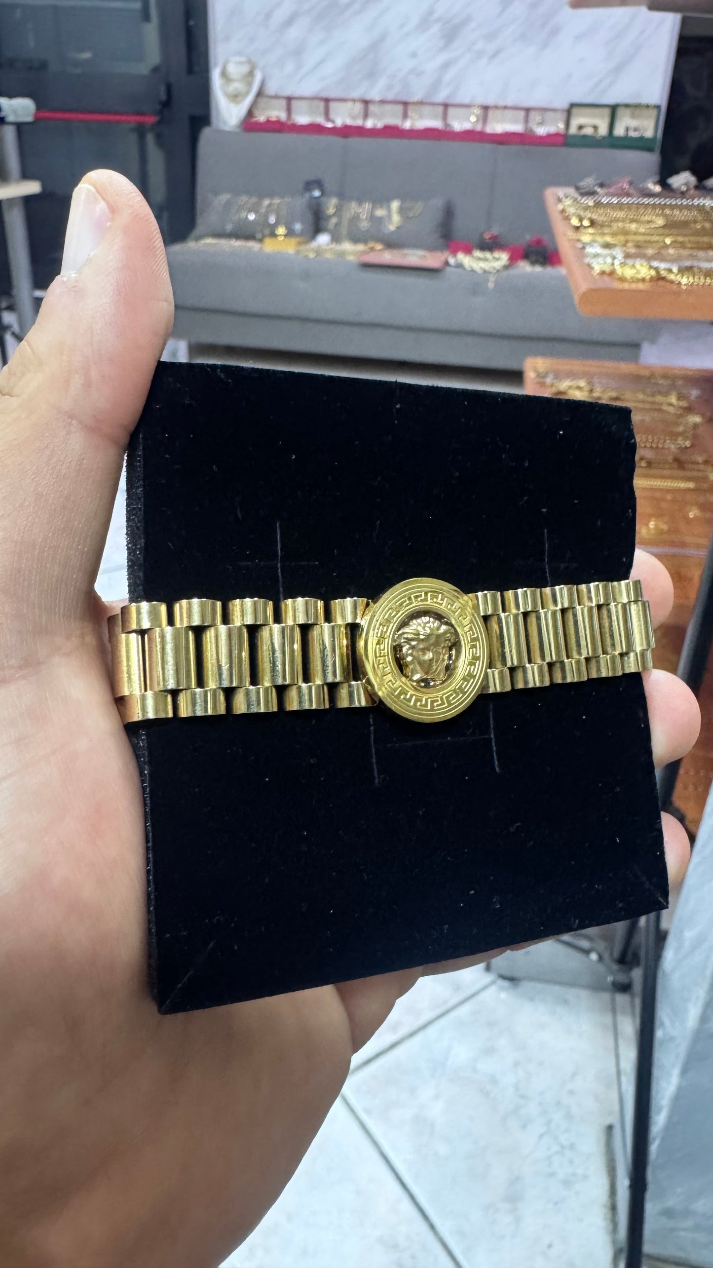 Bracciale president medusa acciaio oro*45