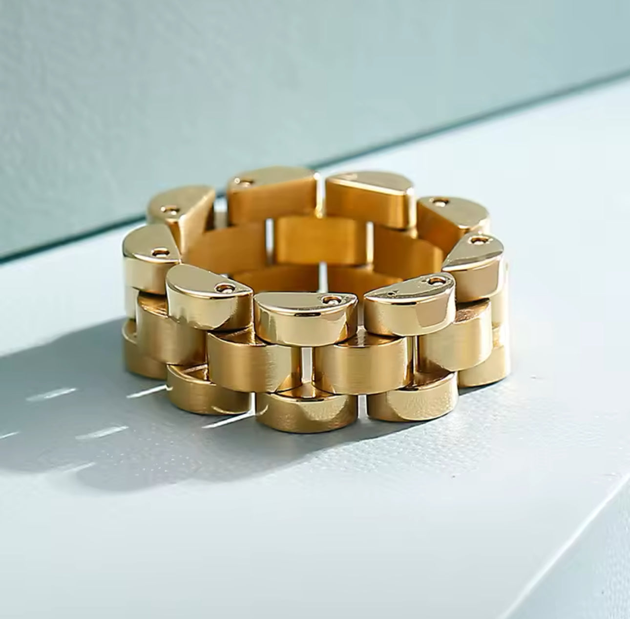 Anello acciaio oro *42