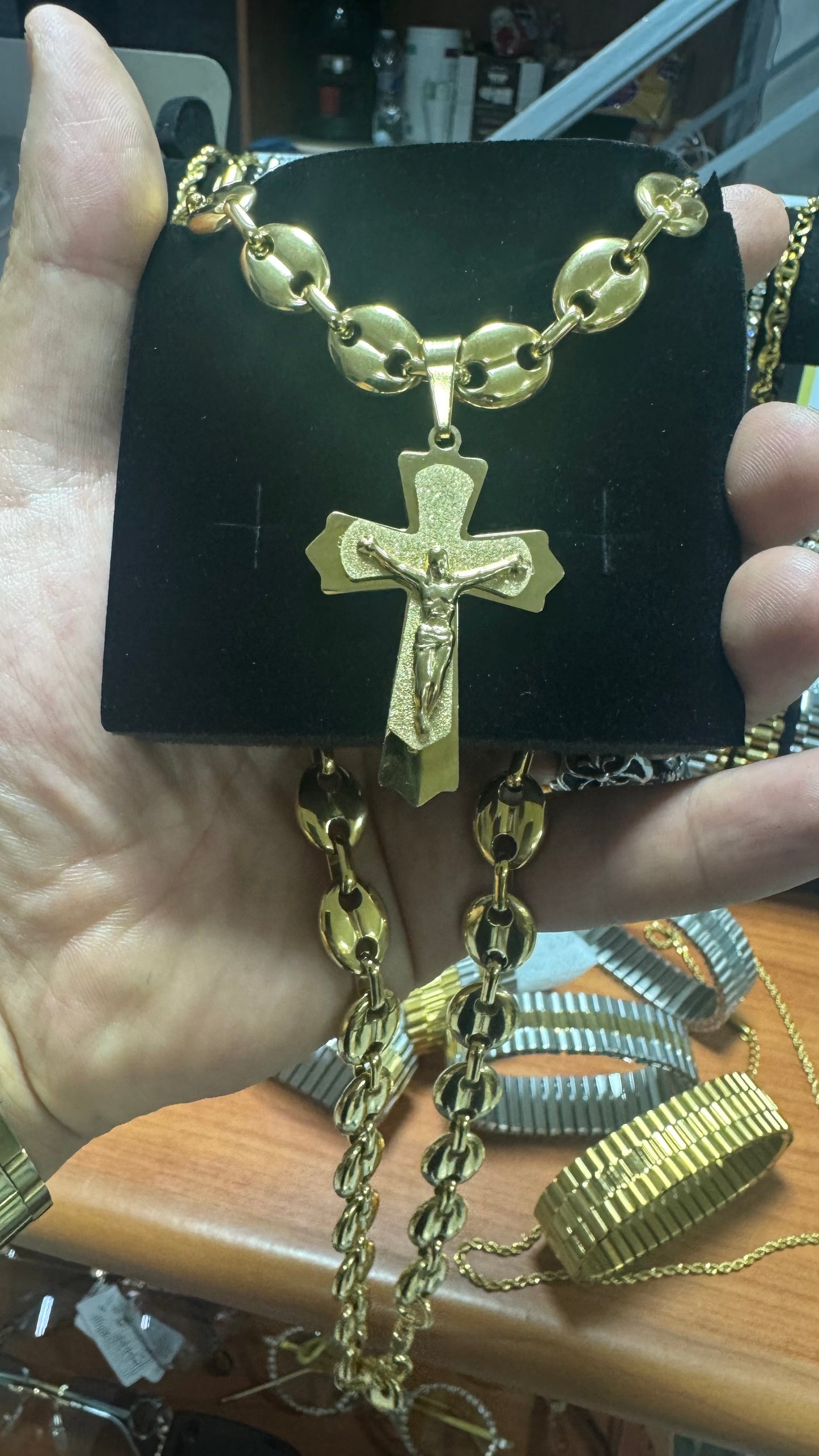 Combo Kit acciaio oro croce *110
