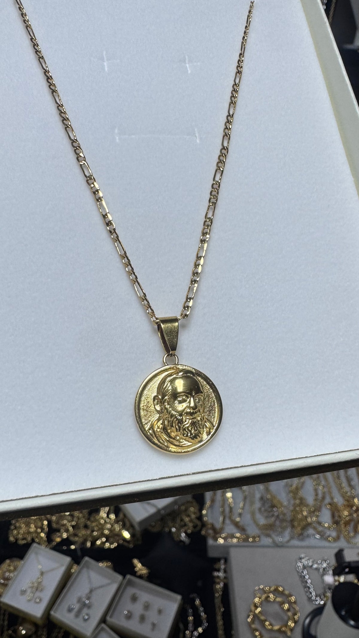 Collana con padre pio acciai oro *5747