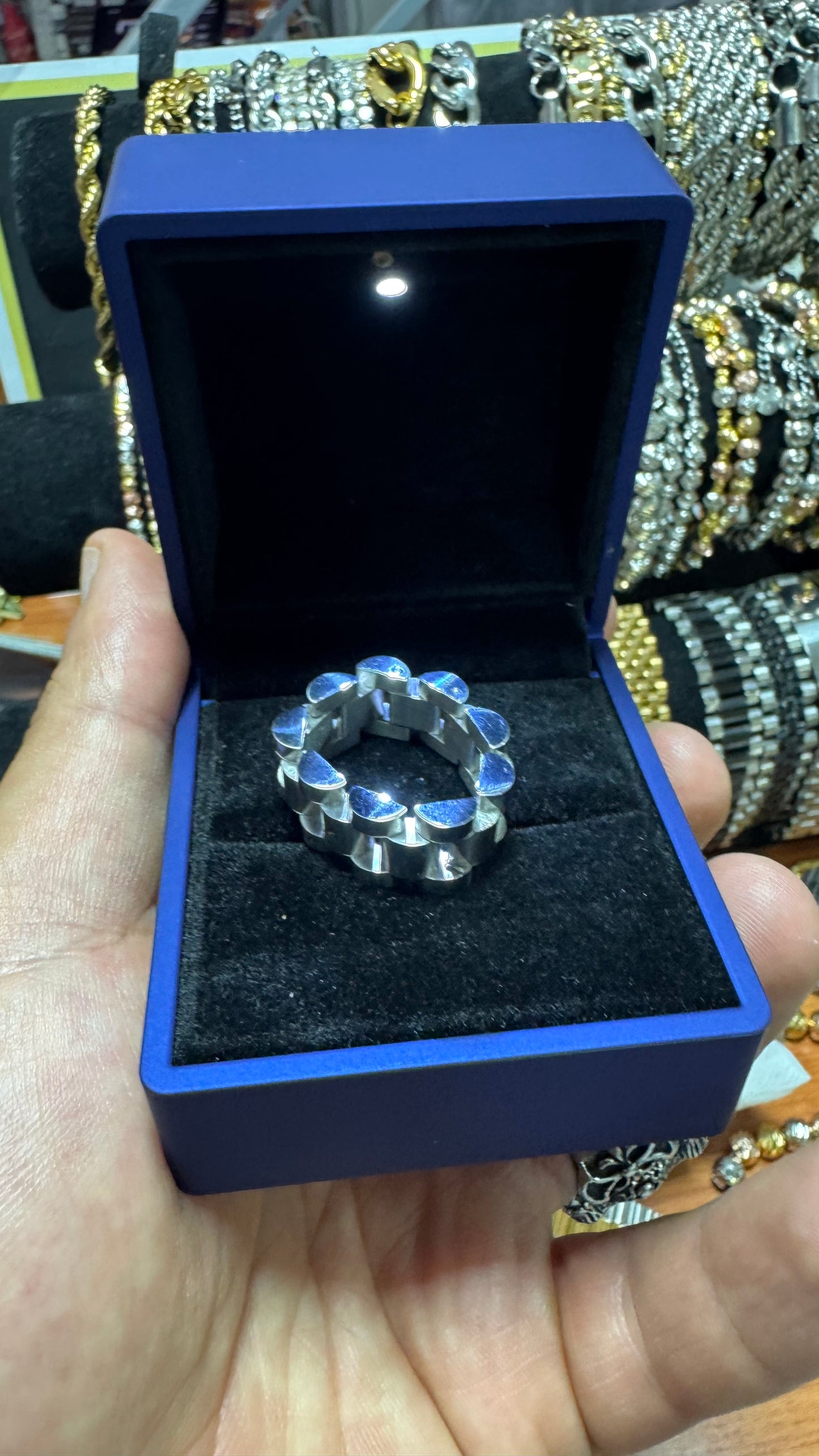 Anello acciaio argento*55